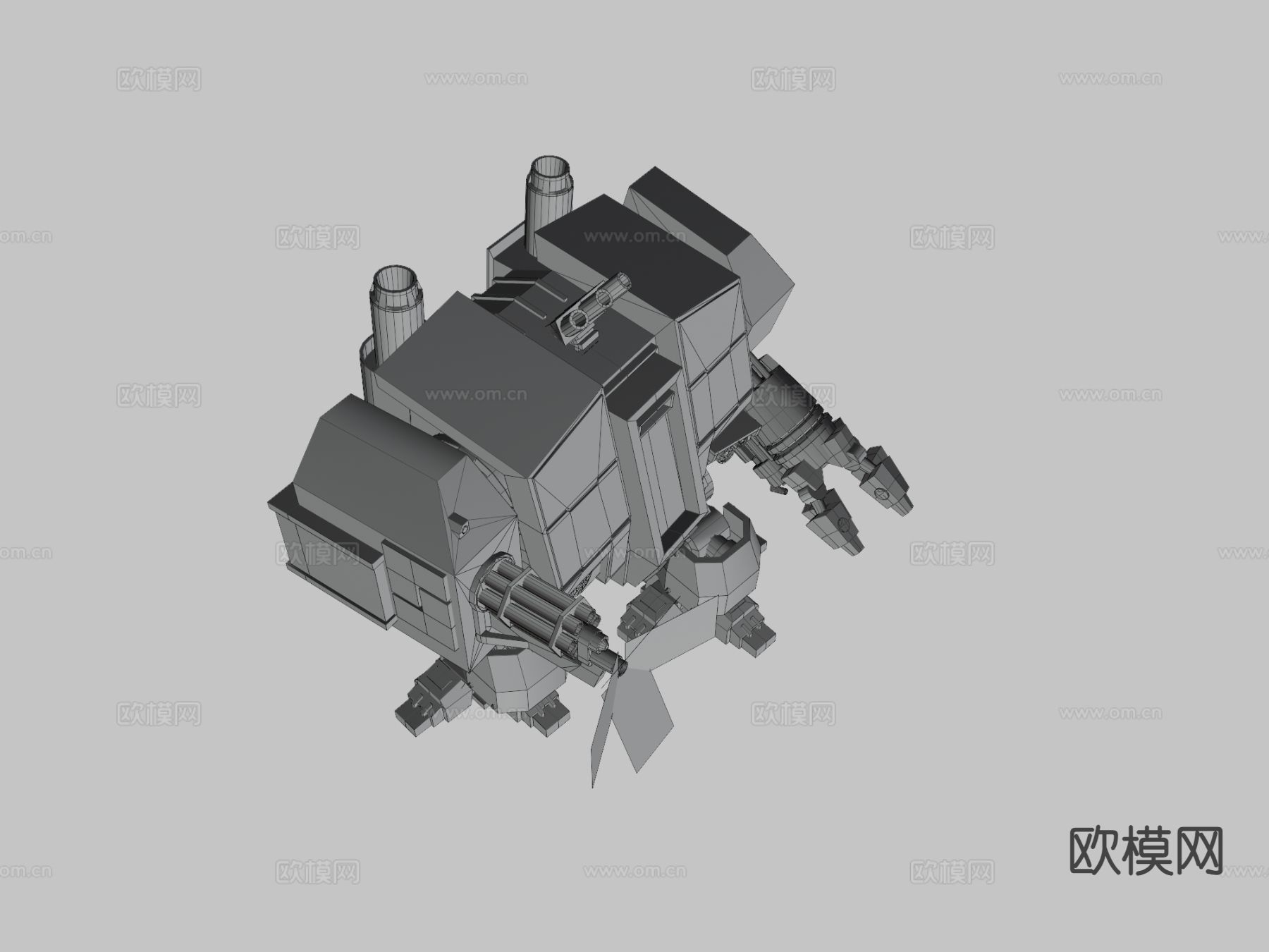 无畏级 步行者机枪 枪支 枪械su模型下载（渲染图3）