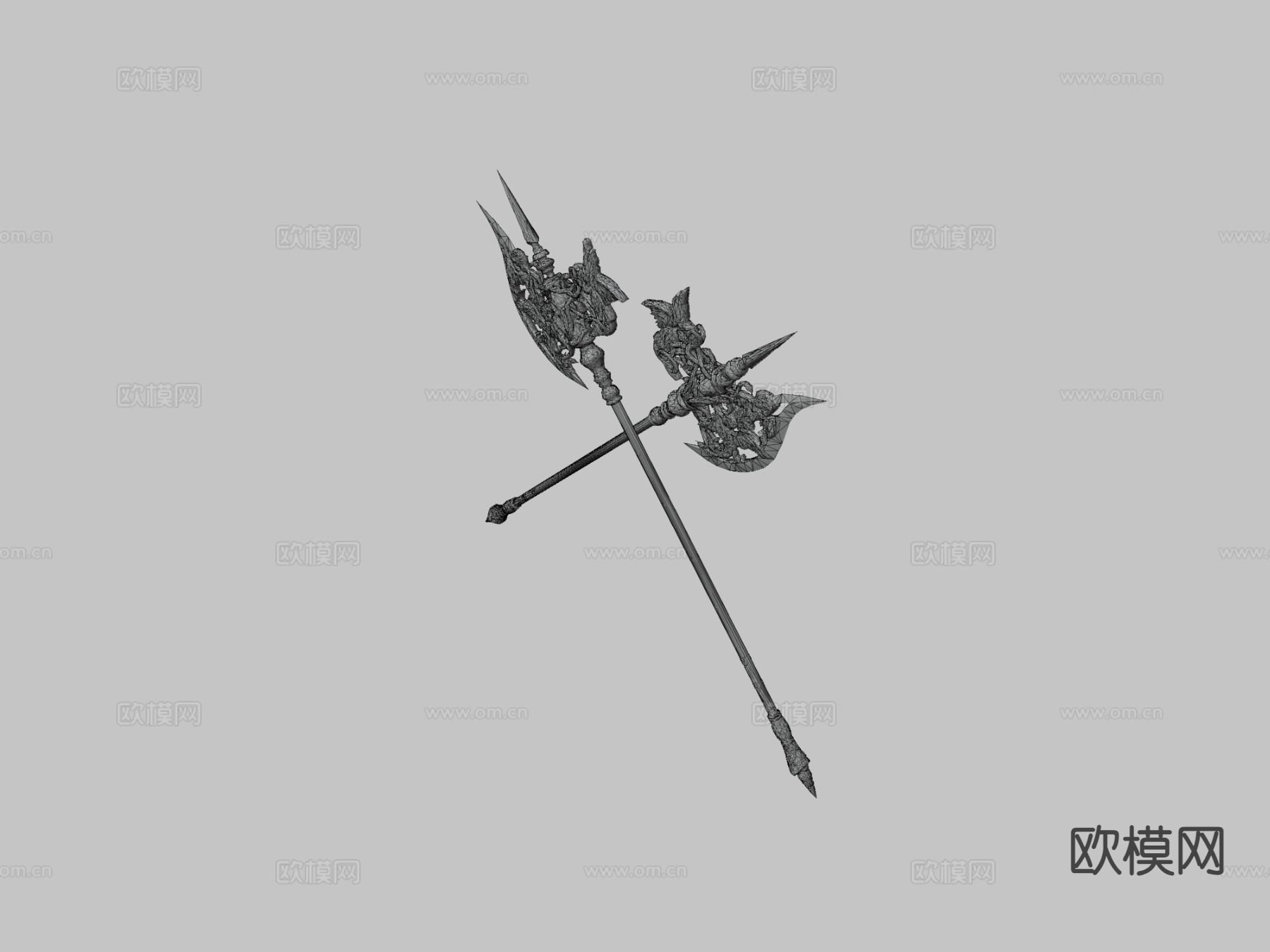 中世纪黑暗幻想武器su模型下载（渲染图3）