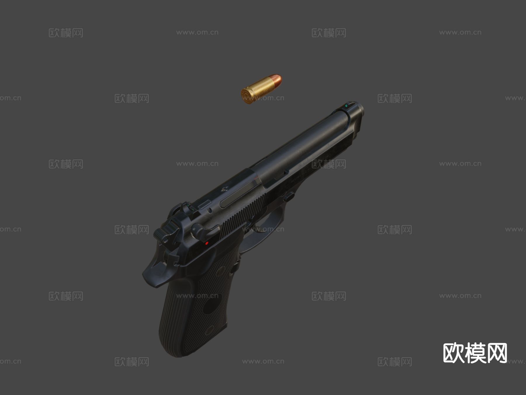手枪游戏武器su模型下载（渲染图5）