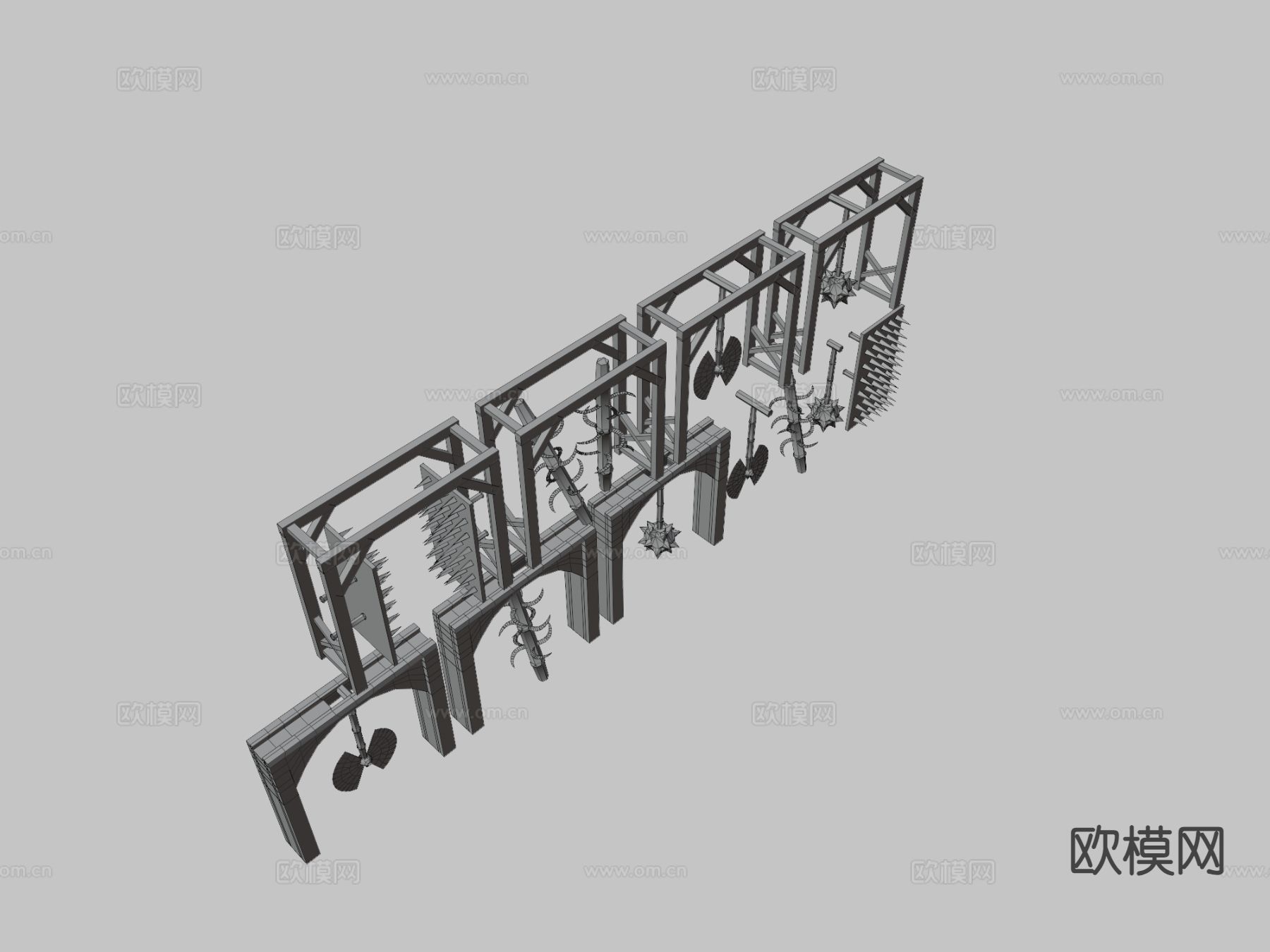 流星锤 斧头 大锤 武器su模型下载（渲染图3）
