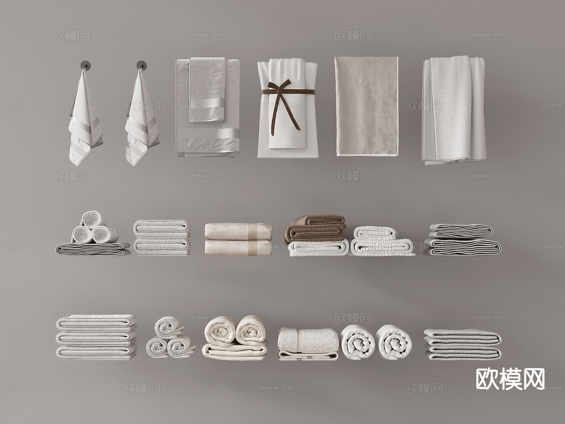 浴巾 洗脸毛巾 洗浴用品su模型下载（渲染图2）