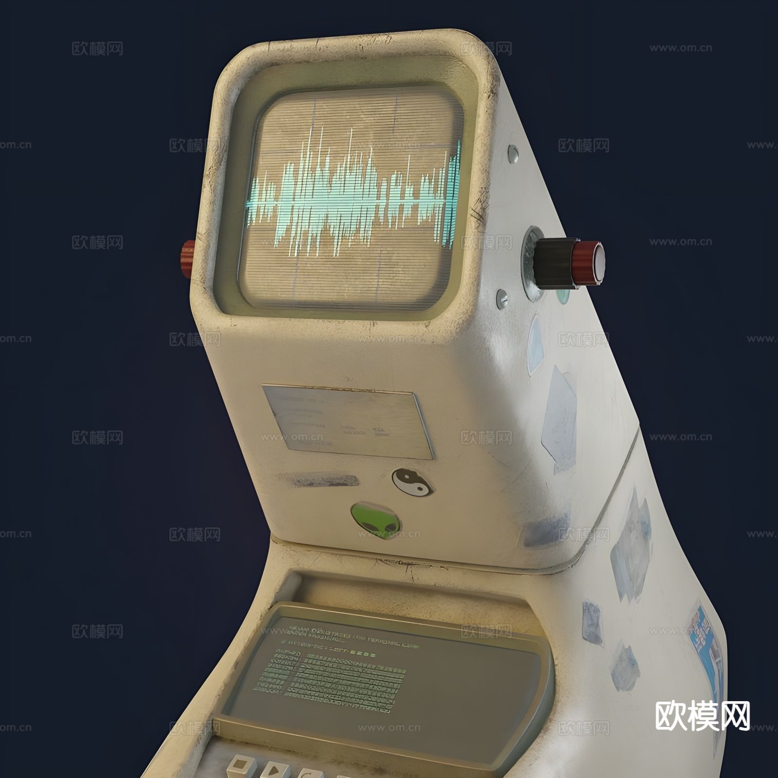 工业风复古电脑3d模型下载（渲染图2）