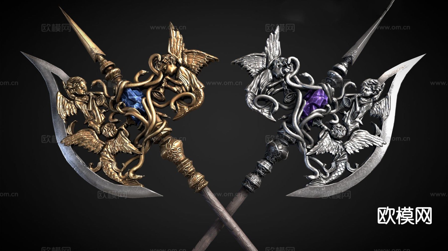 中世纪黑暗幻想武器su模型下载（渲染图2）