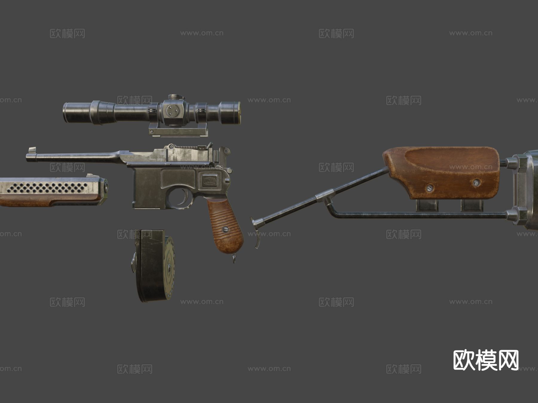 鼓式弹匣枪 枪支 枪械su模型下载（渲染图6）