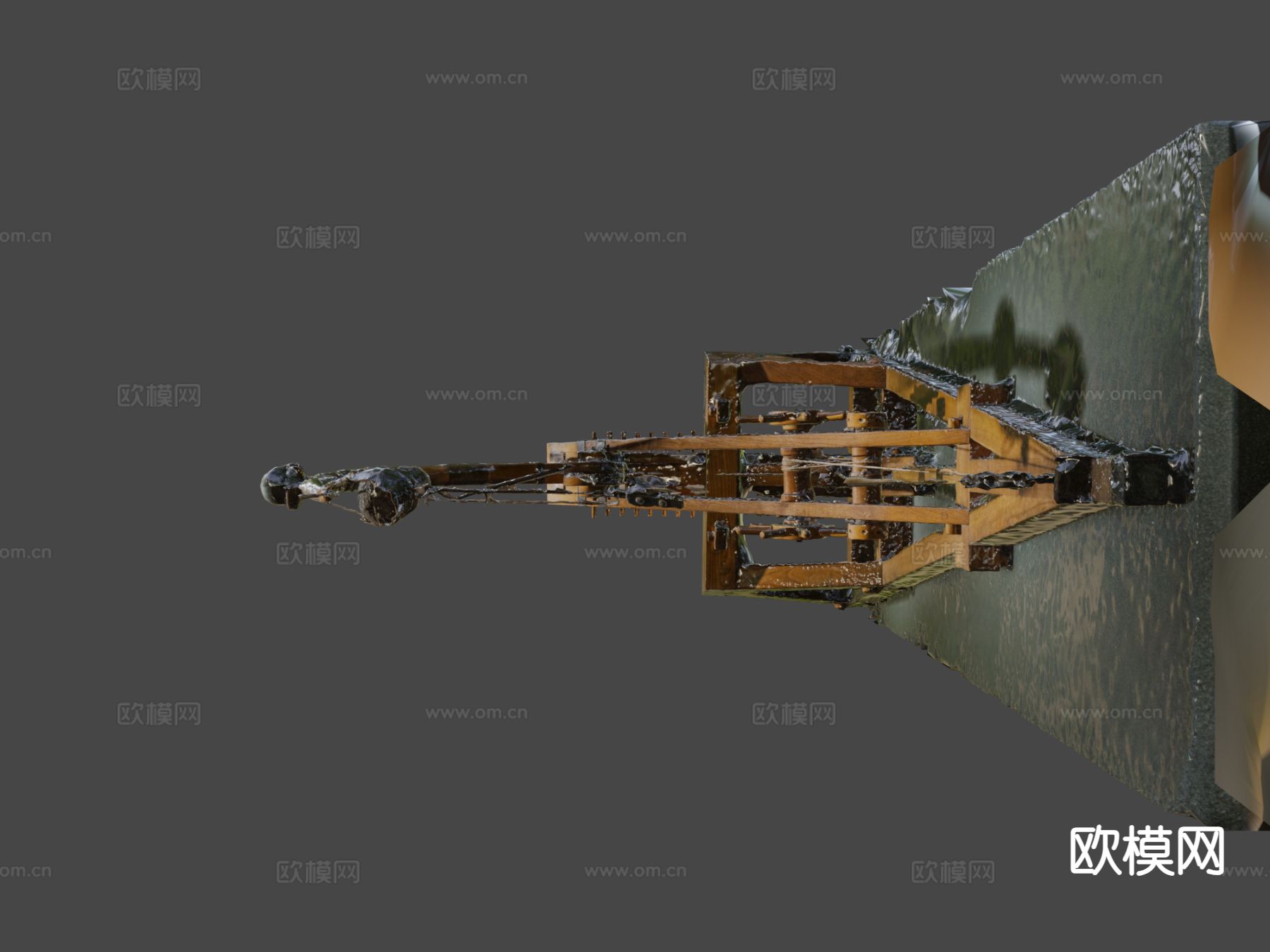 达芬奇弹射器 投石机su模型下载（渲染图5）