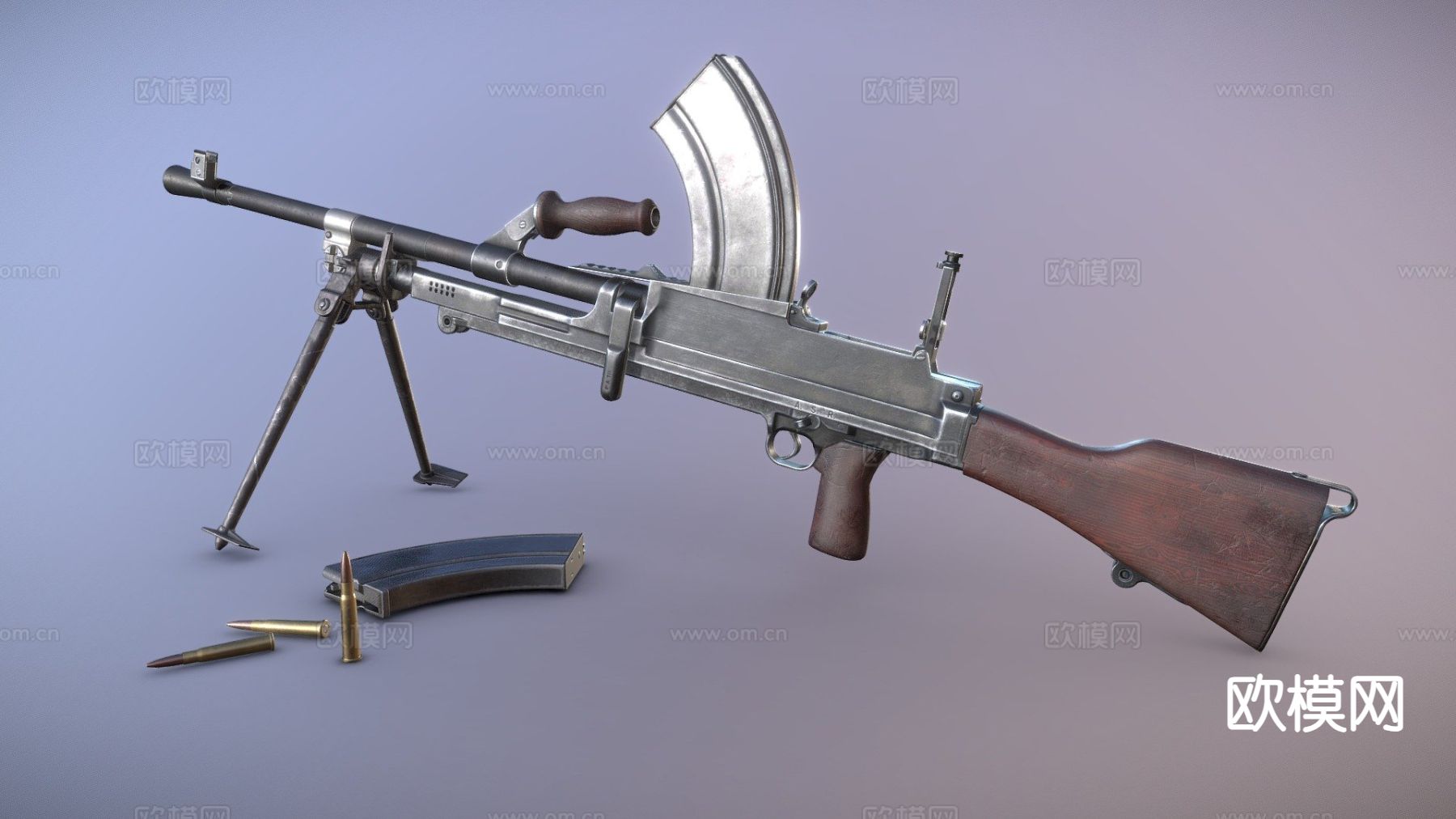 DP-28轻机枪su模型下载（渲染图2）