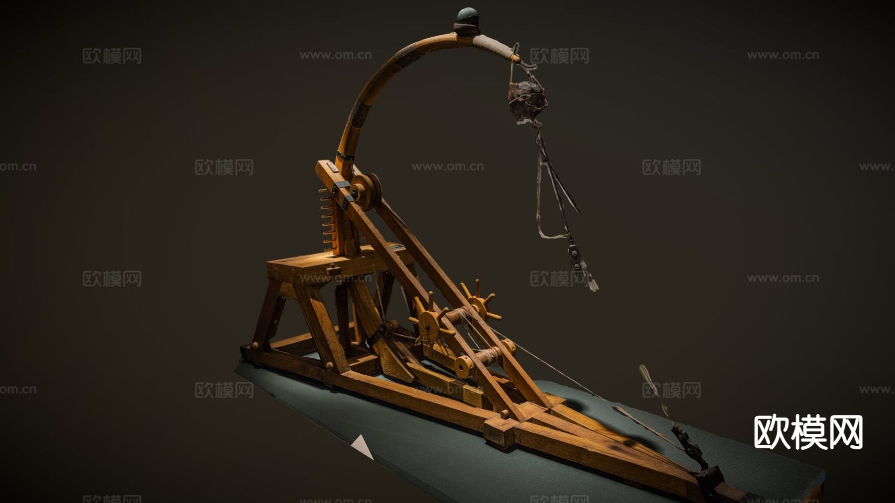 达芬奇弹射器 投石机su模型下载（渲染图2）