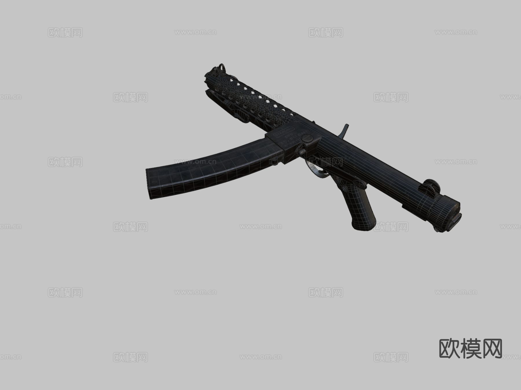 L2A3斯特林冲锋枪su模型下载（渲染图1）