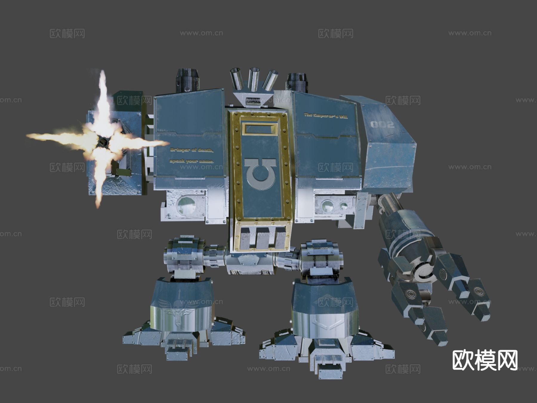 无畏级 步行者机枪 枪支 枪械su模型下载（渲染图5）