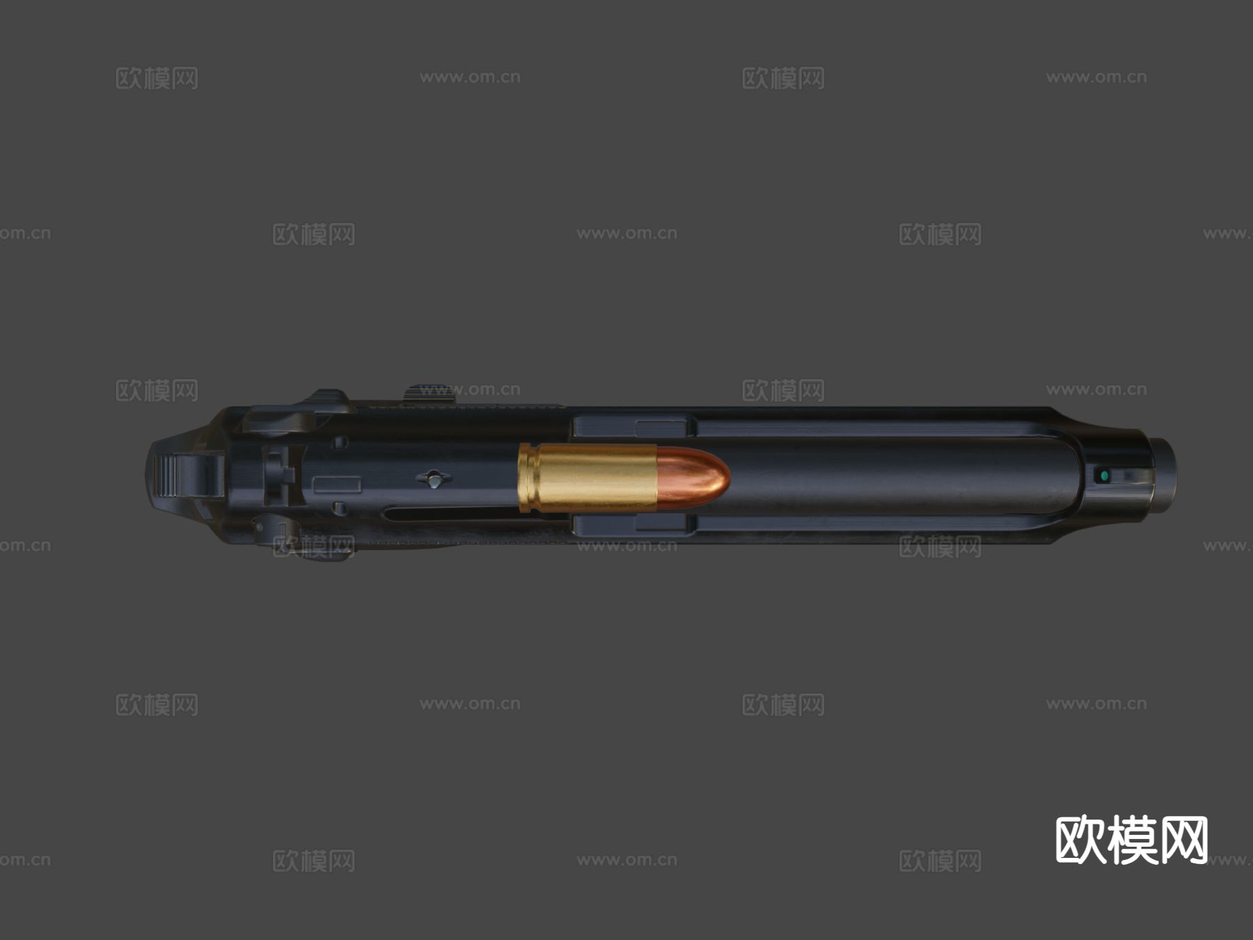 手枪游戏武器su模型下载（渲染图4）