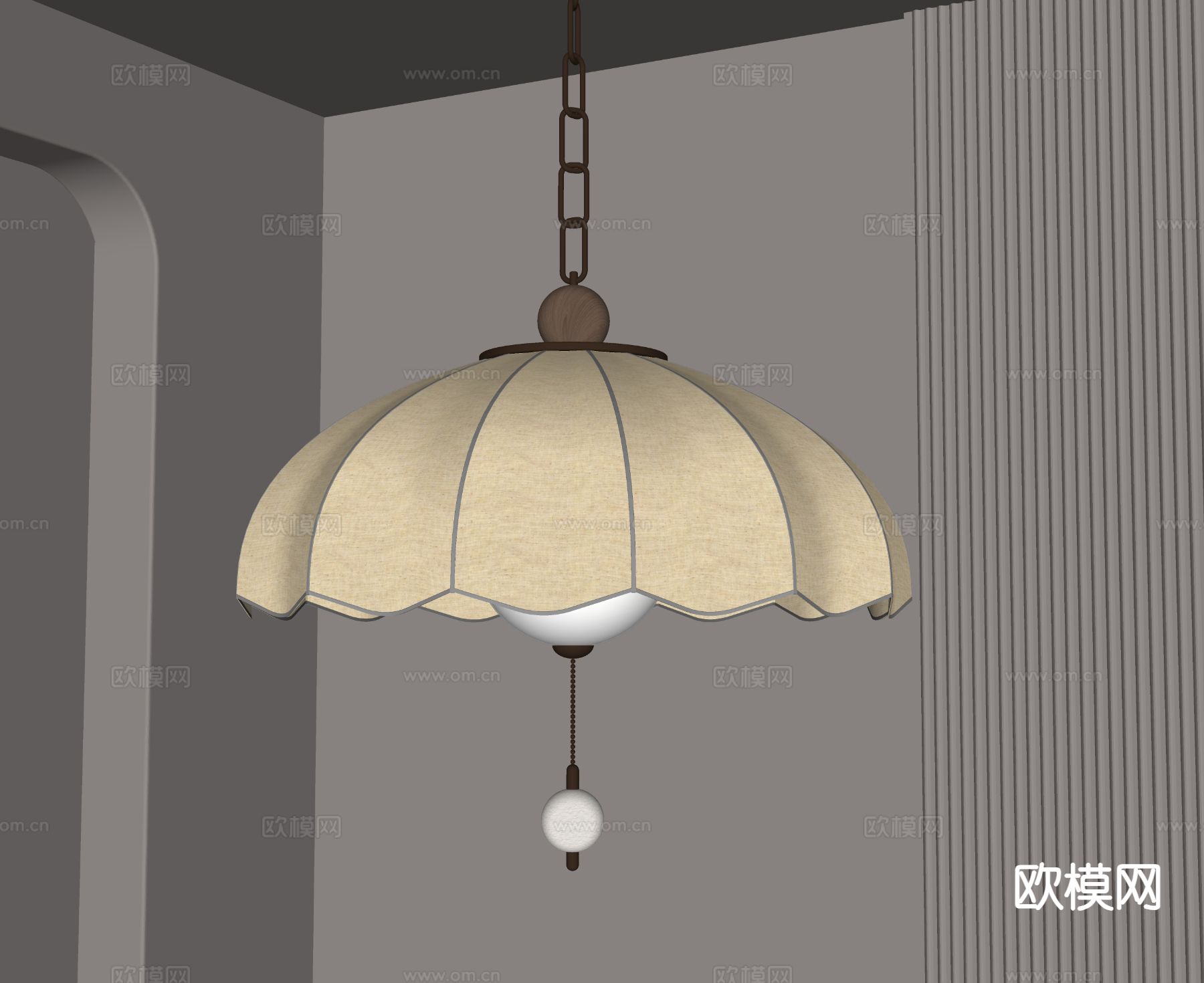 侘寂风吊灯su模型下载（渲染图1）