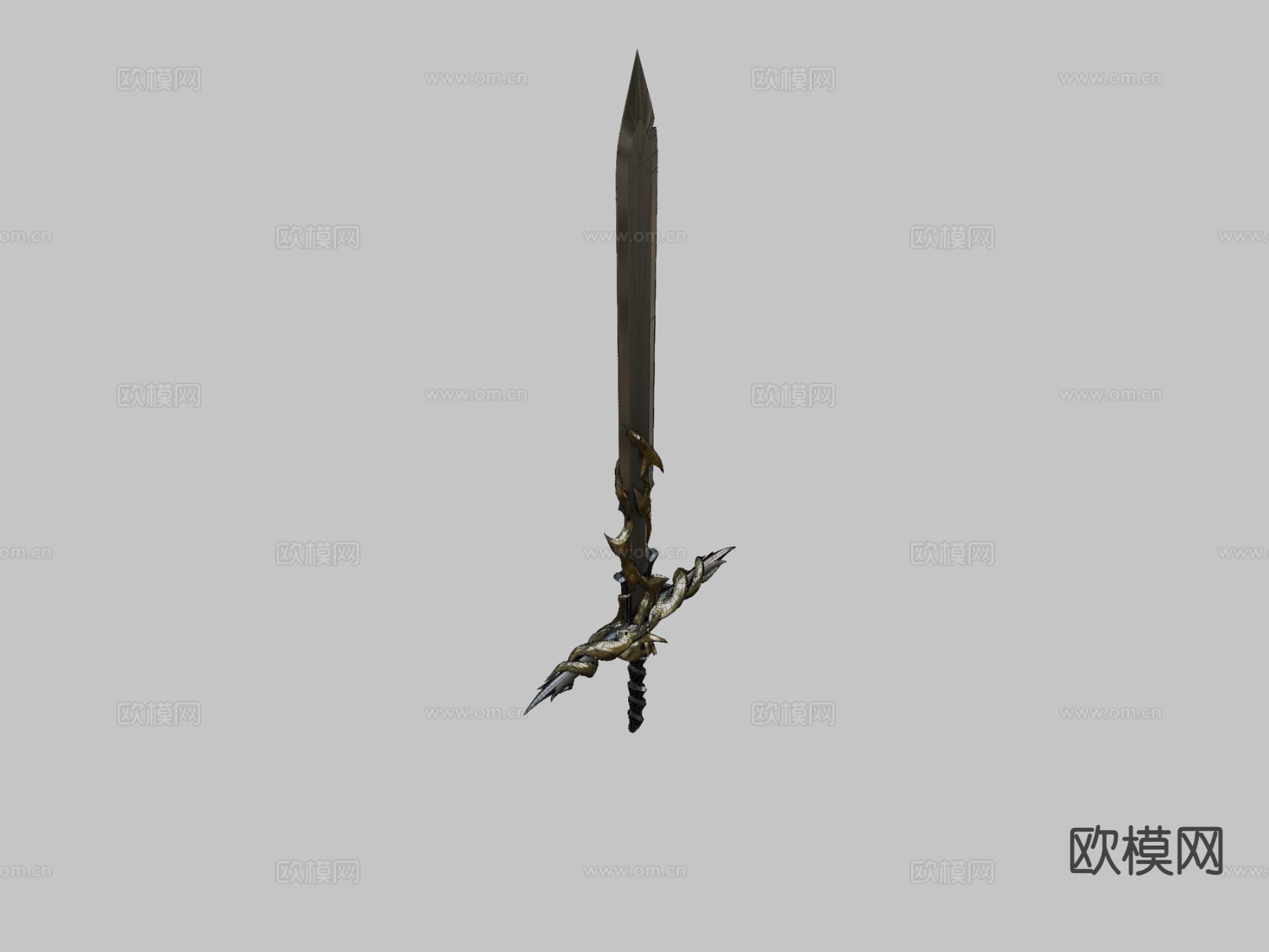 科幻光剑 大剑 游戏道具su模型下载（渲染图1）