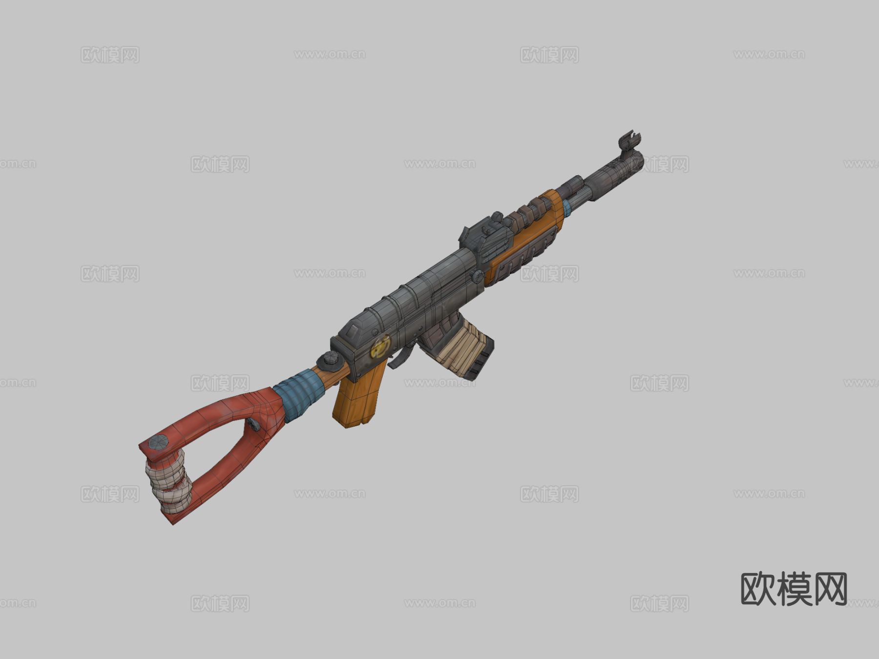 锈蚀突击步枪IAk47su模型下载（渲染图1）