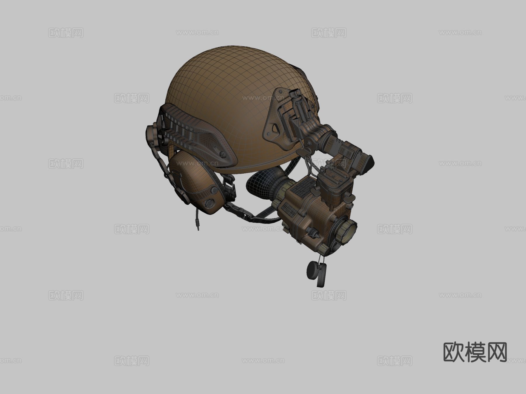 夜视头盔 倍镜su模型下载（渲染图1）