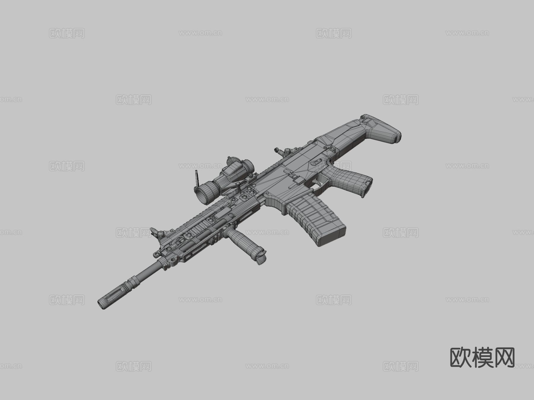 自动步枪 枪支 枪械su模型下载（渲染图3）