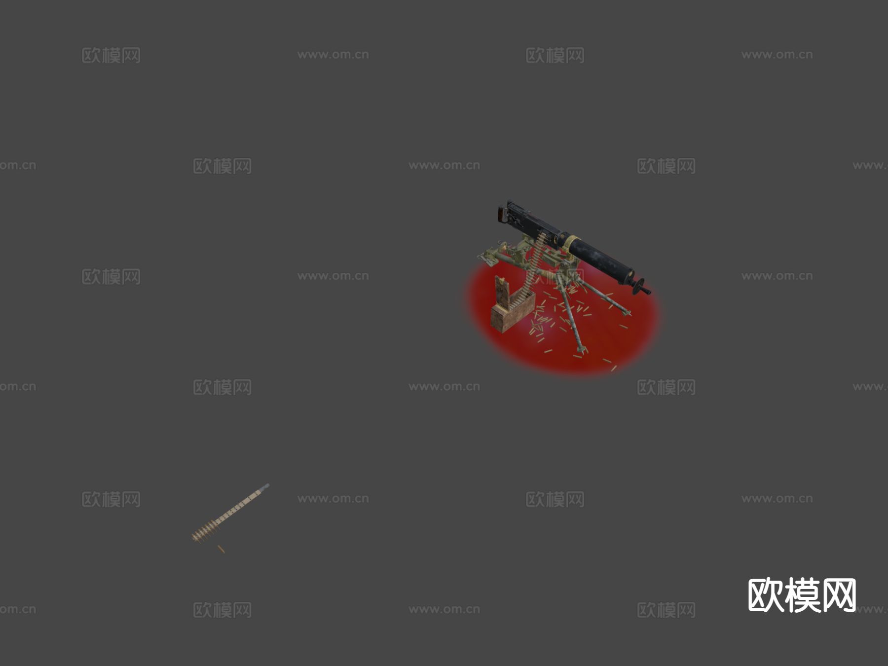 马克沁机枪 枪支 枪械su模型下载（渲染图7）