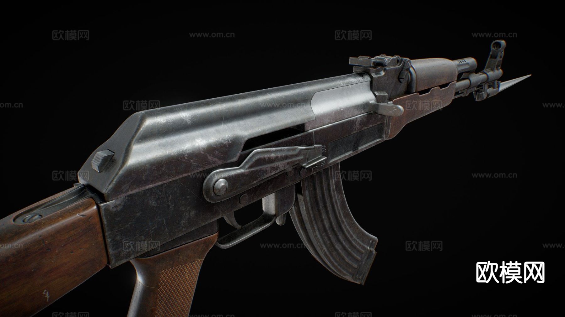 AK47 步枪 枪支 枪械su模型下载（渲染图2）
