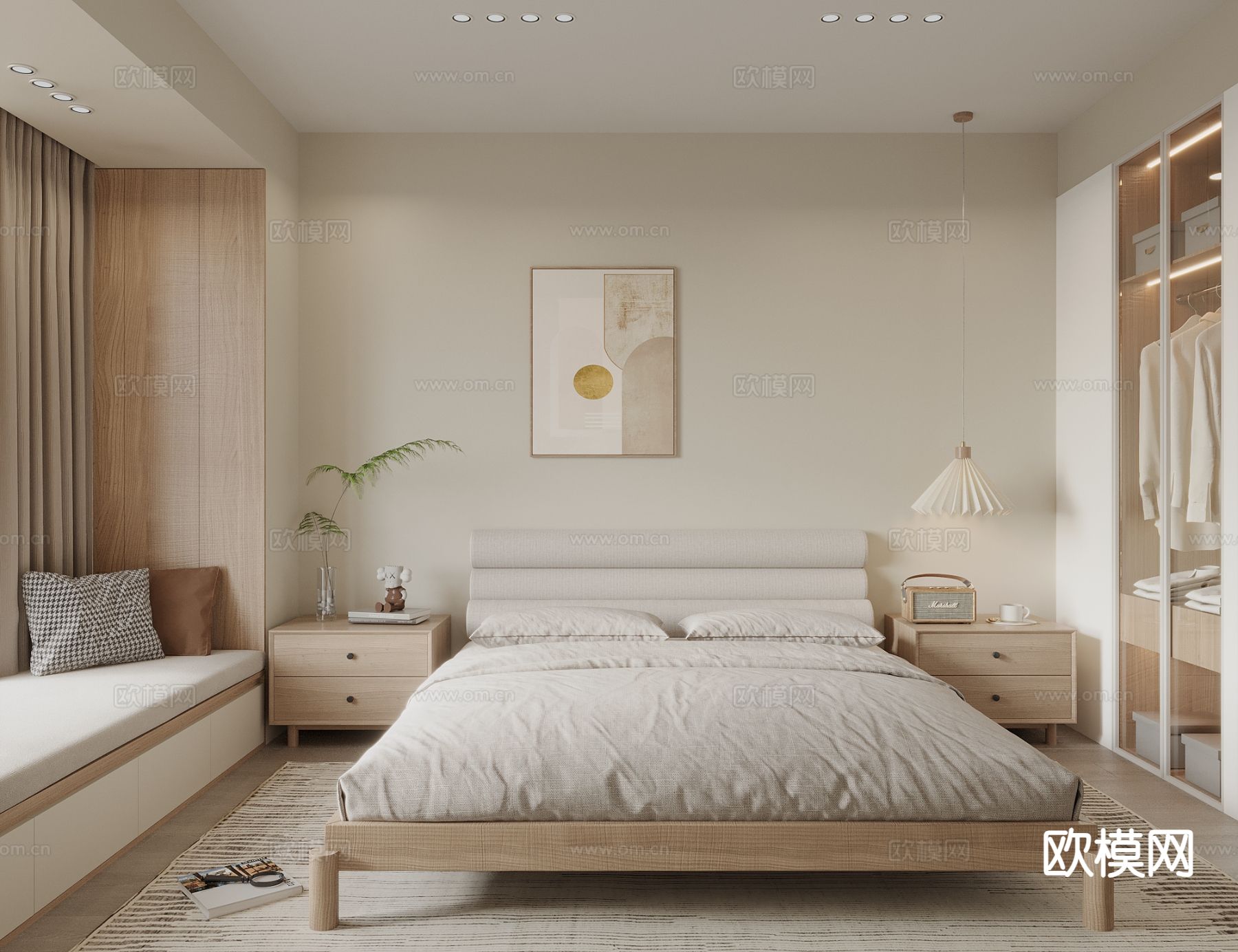 原木风卧室 主卧3d模型下载