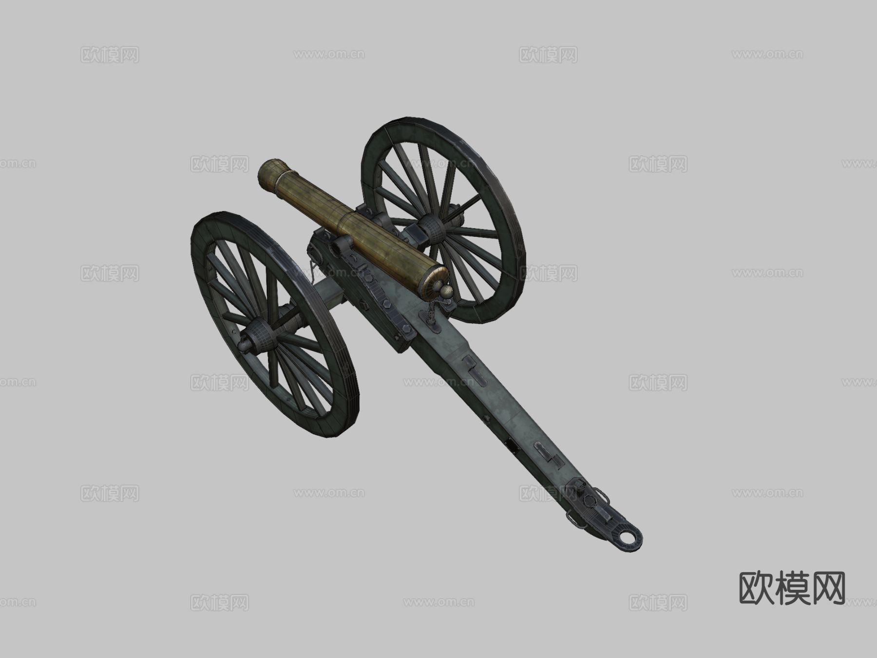 炮车 榴弹炮 武器su模型下载（渲染图1）