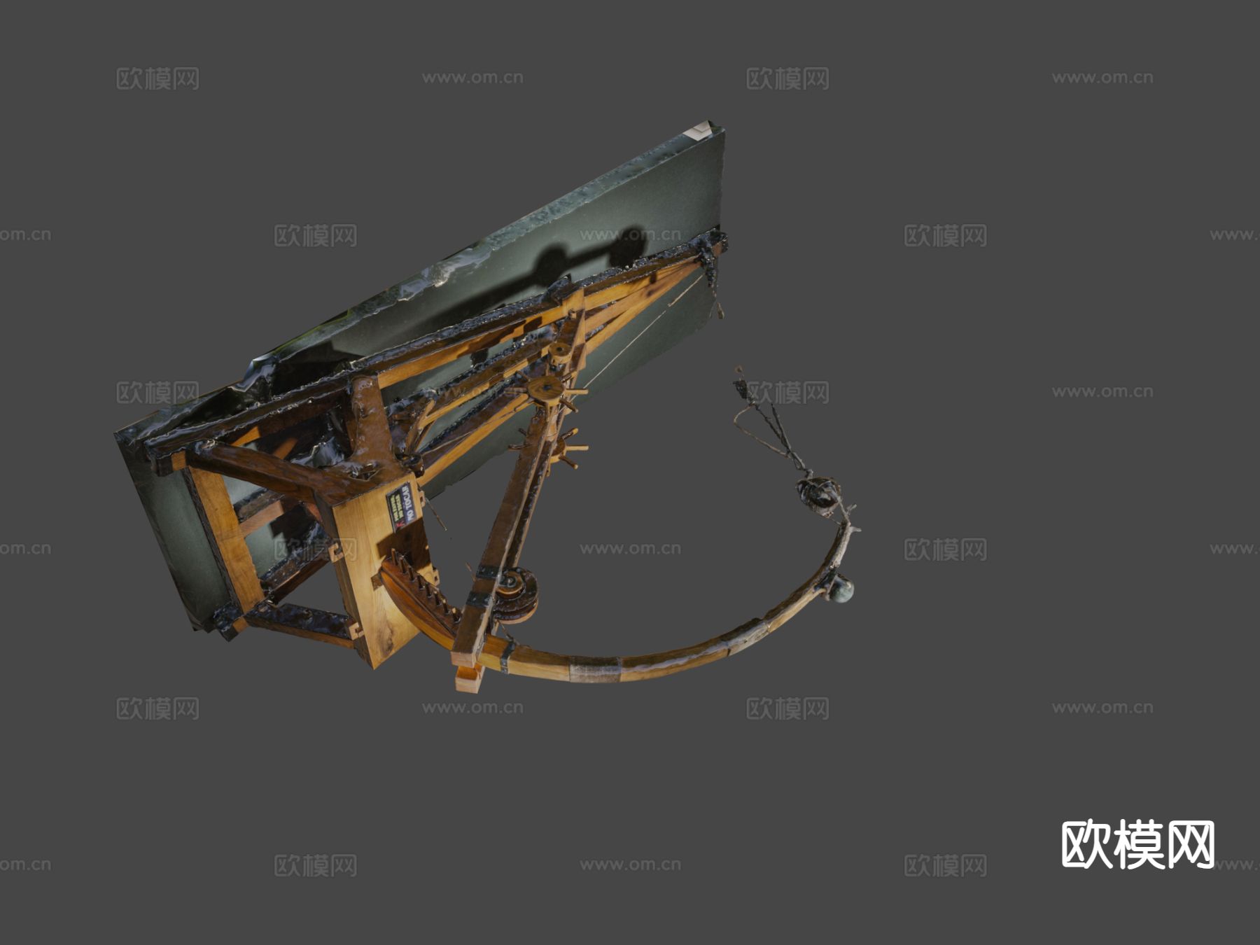 达芬奇弹射器 投石机su模型下载（渲染图7）