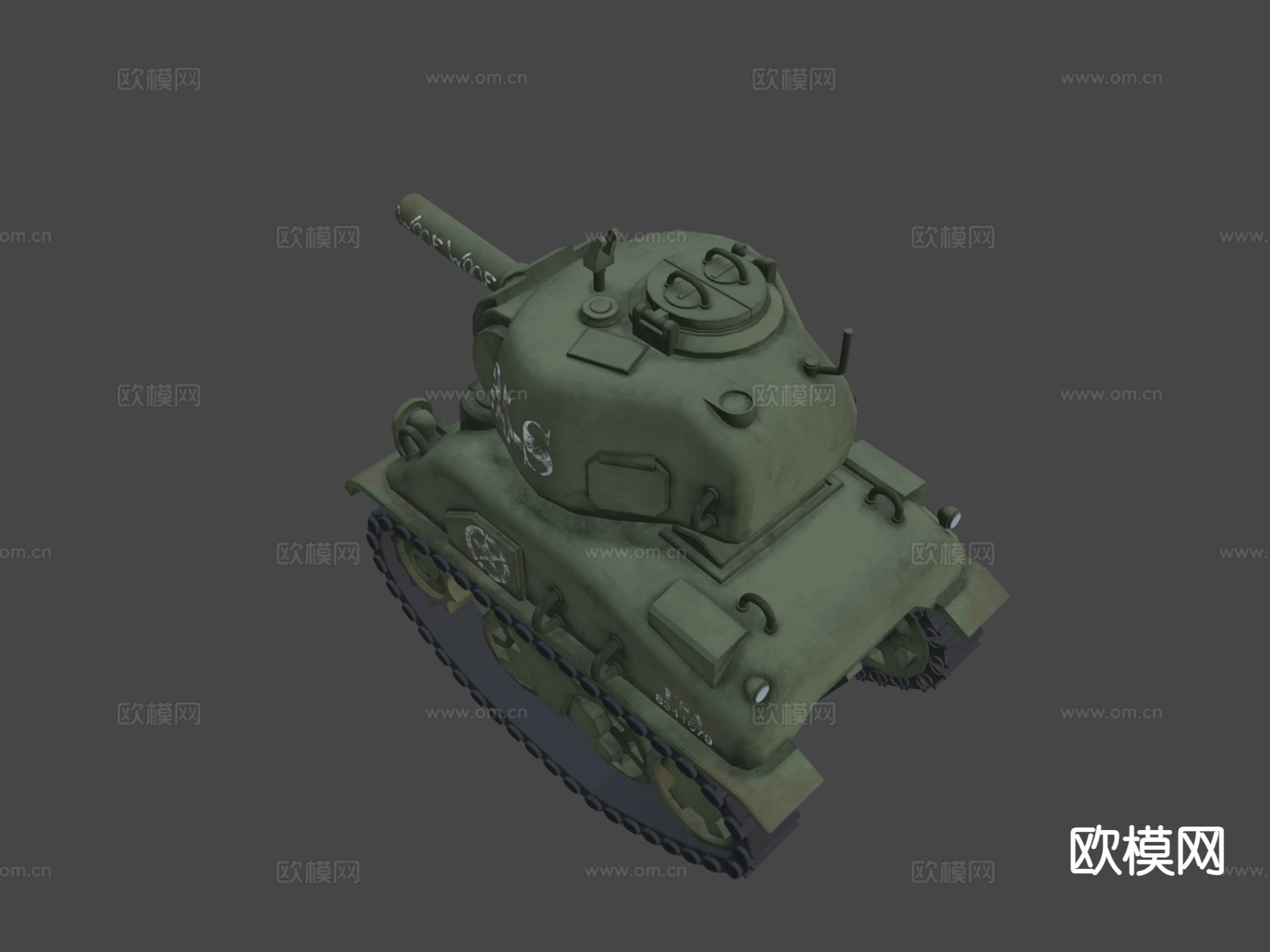 卡通谢尔曼坦克su模型下载（渲染图4）