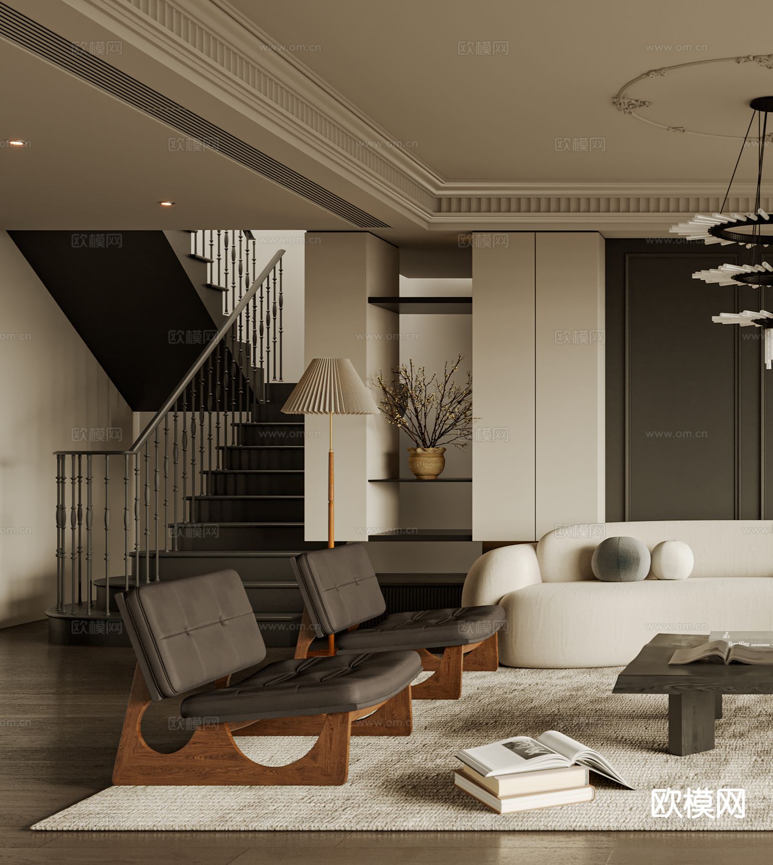 法式客厅3d模型下载（渲染图3）