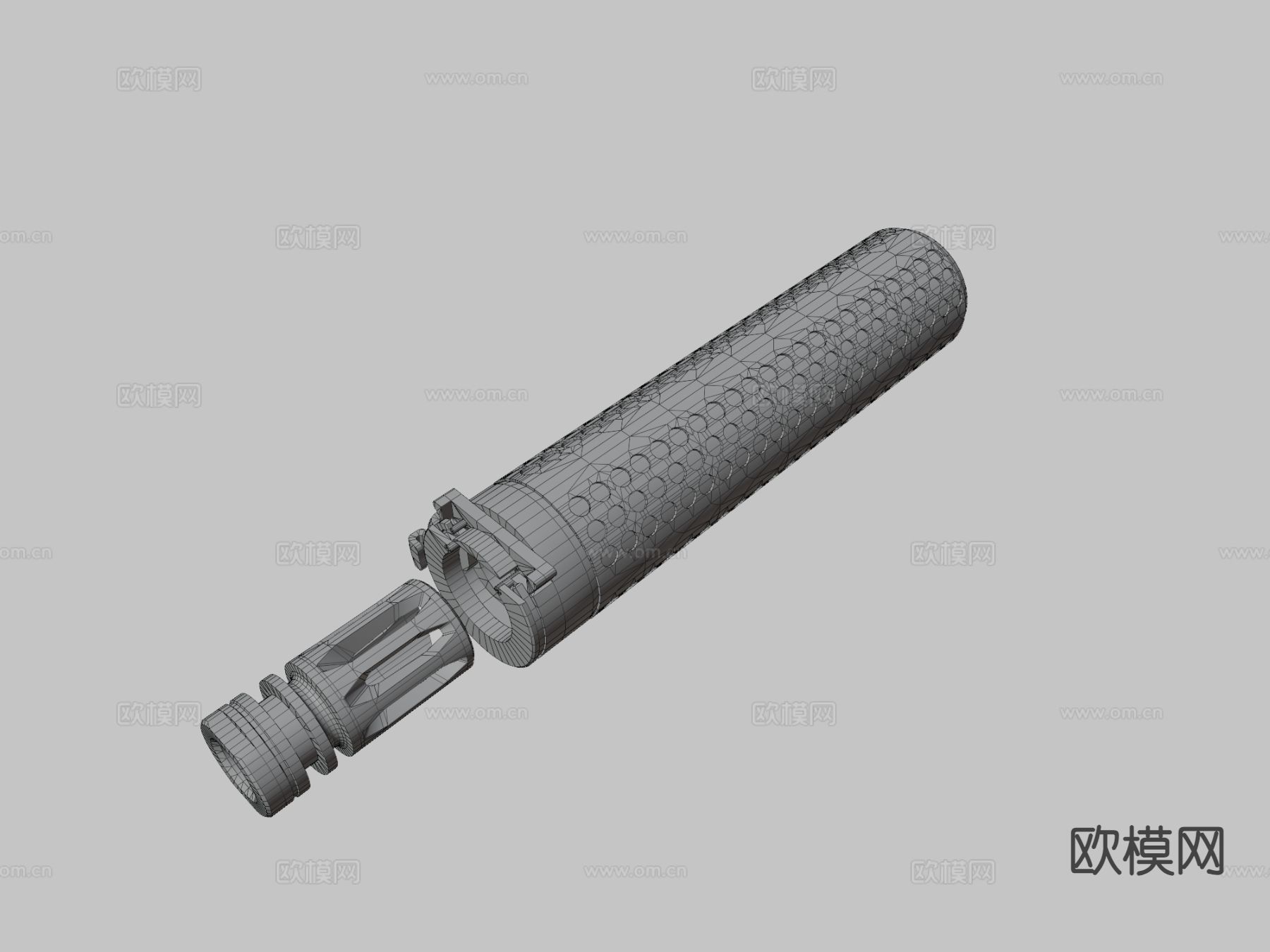 QDSS NT4 消音器 枪支配件su模型下载（渲染图3）