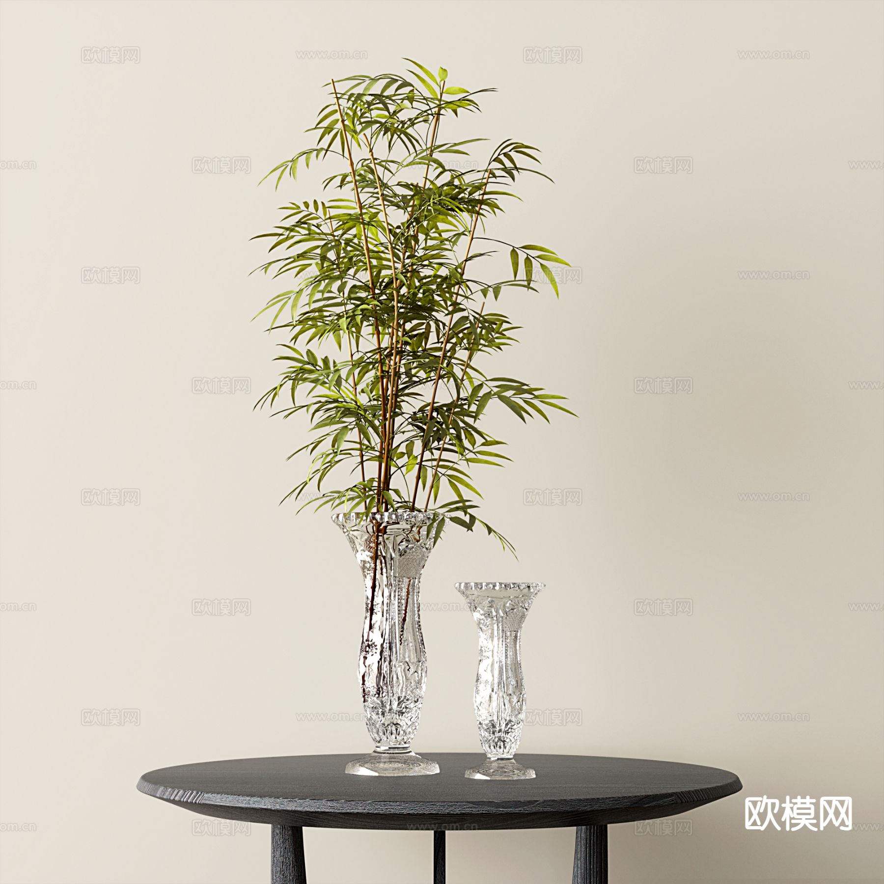 现代花瓶 花卉 花艺摆件 竹子3d模型