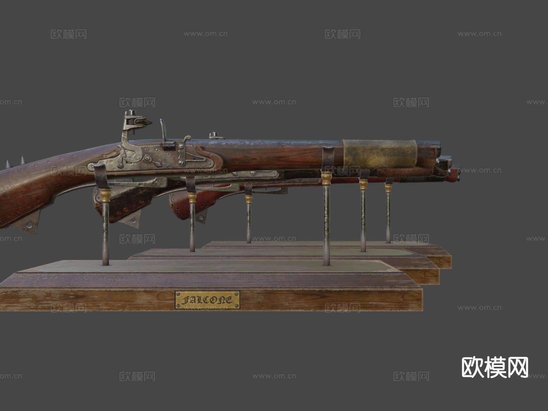 火绳手枪 枪支 枪械su模型下载（渲染图6）