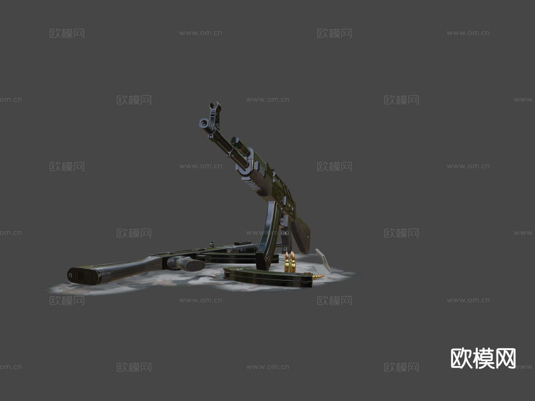 AKM 改装突击步枪 枪支 枪械su模型下载（渲染图4）