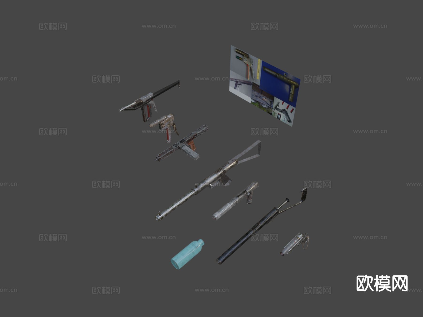 自制枪械包 枪支配件su模型下载（渲染图4）