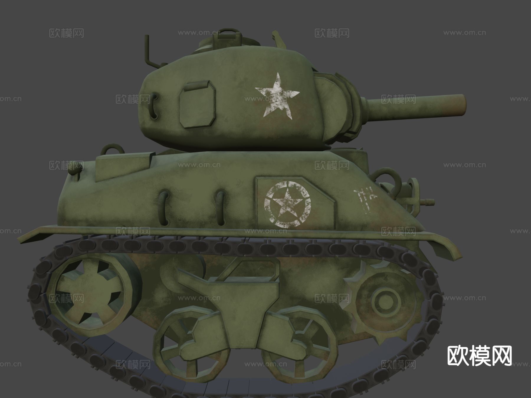 卡通谢尔曼坦克su模型下载（渲染图6）