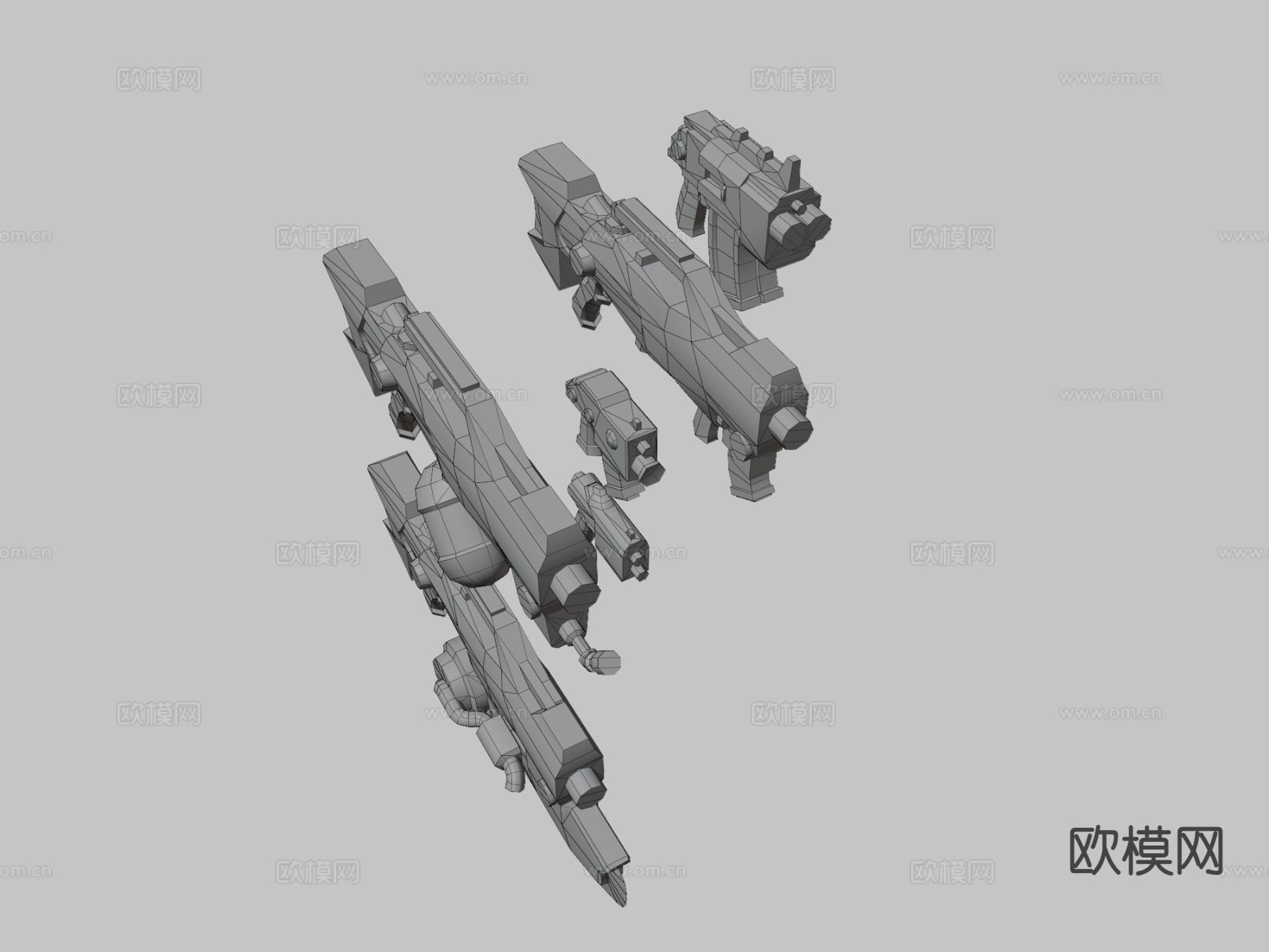 手绘系列枪支套装su模型下载（渲染图3）