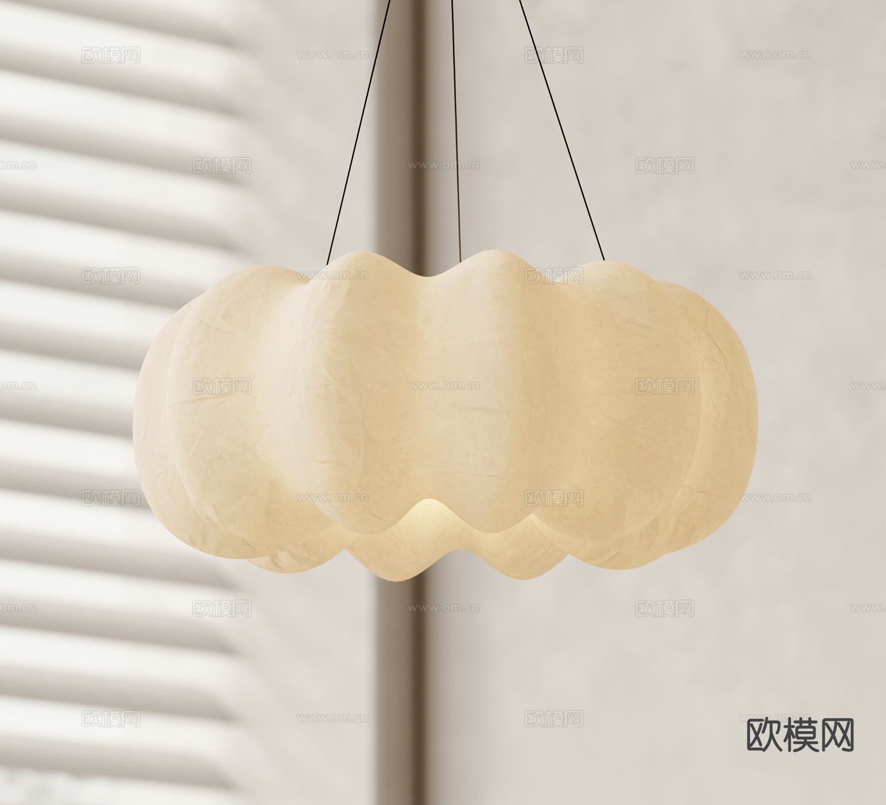 奶油风吊灯3d模型下载