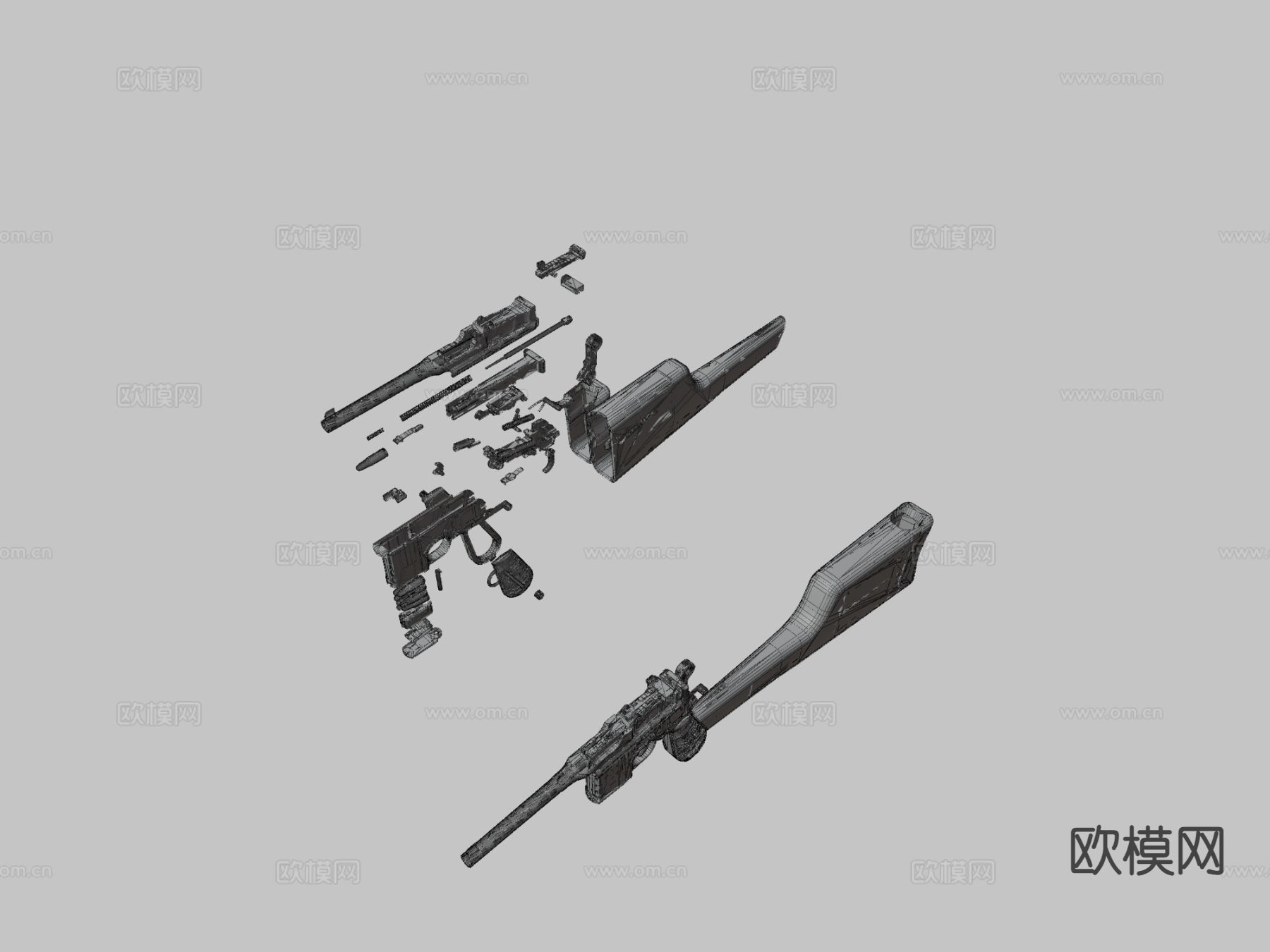 狙击步枪 枪支 枪械su模型下载（渲染图3）