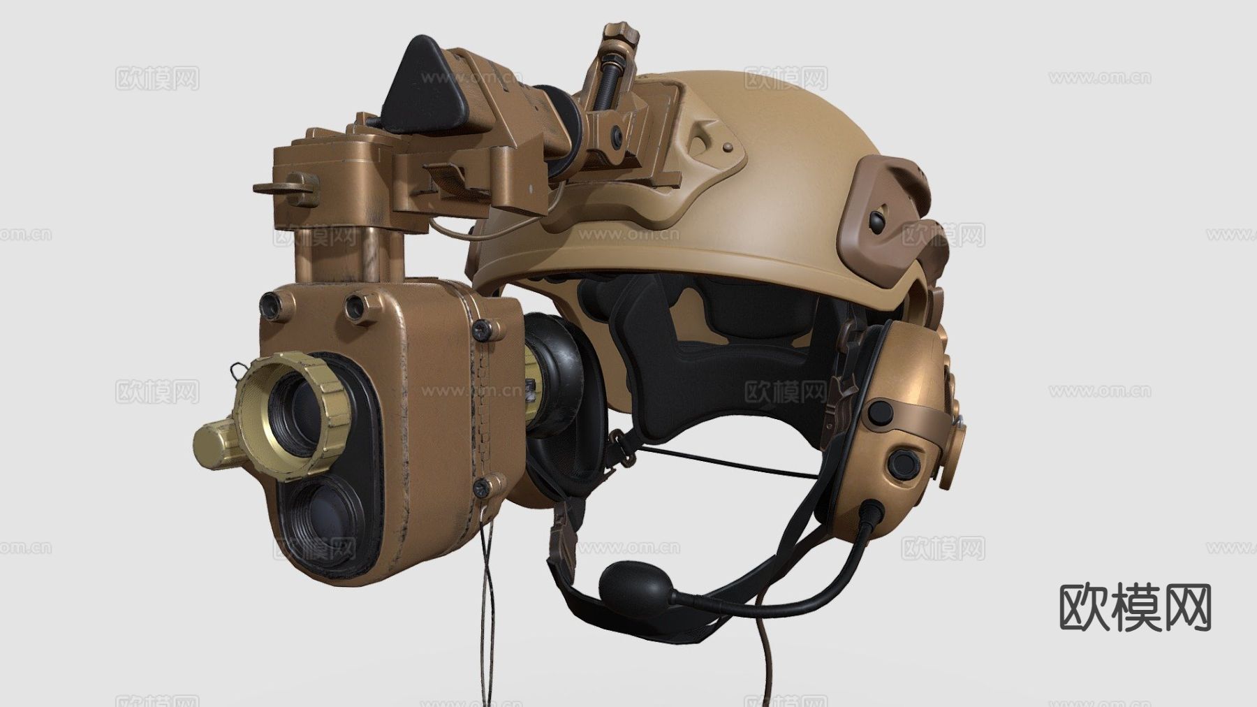 夜视头盔 倍镜su模型下载（渲染图2）