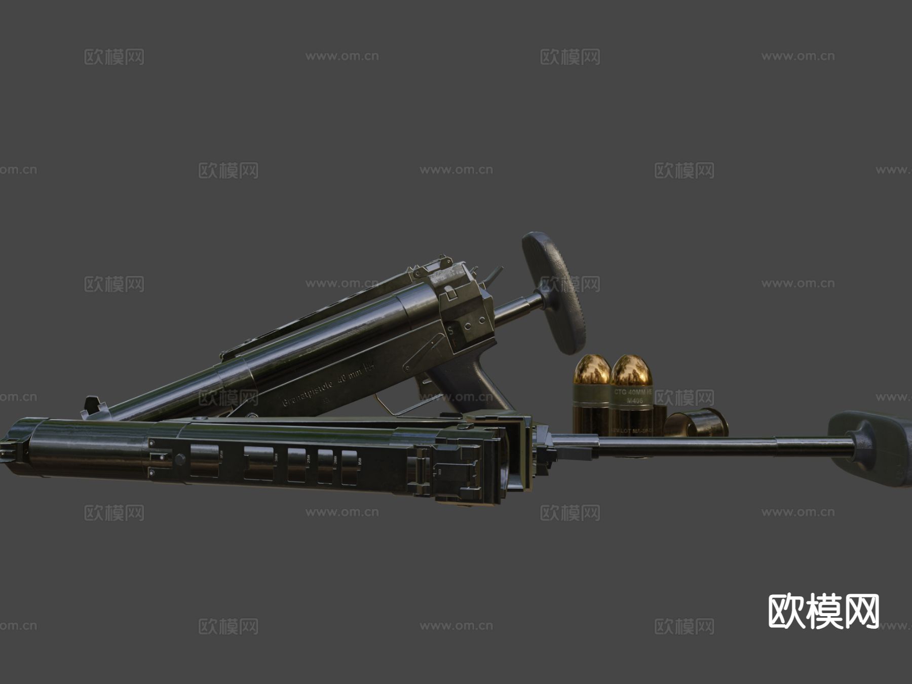 榴弹发射器 武器su模型下载（渲染图6）