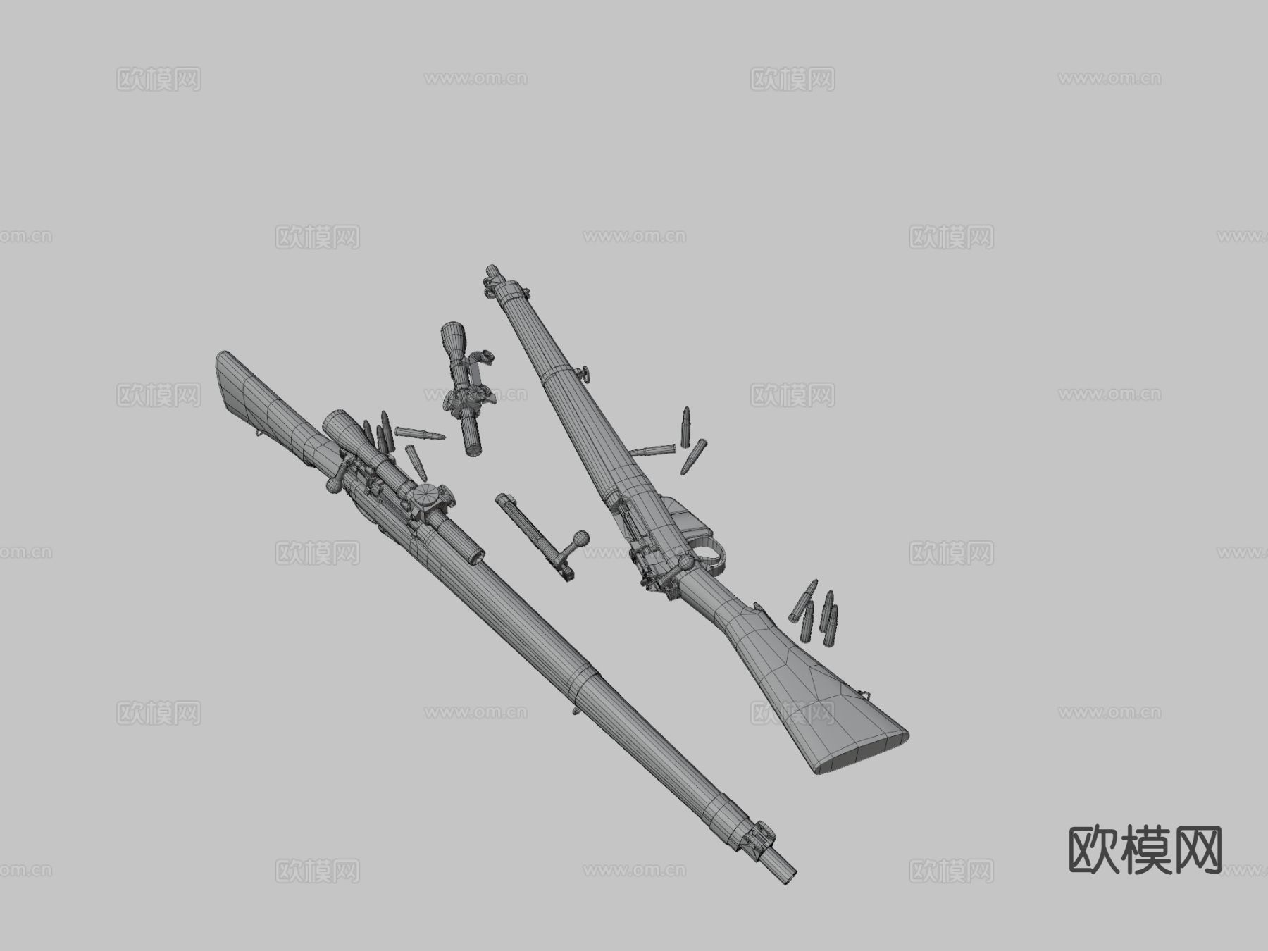 阻击步枪su模型下载（渲染图3）