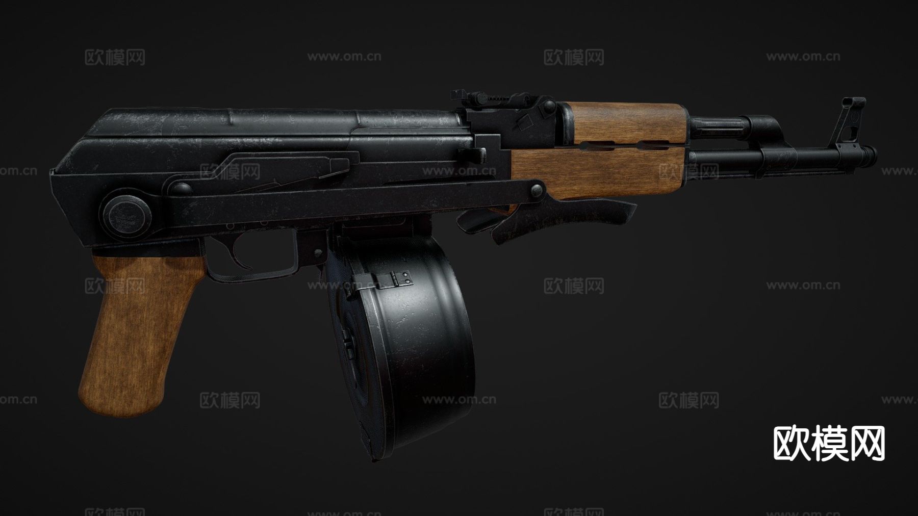 AK-47鼓弹夹su模型下载（渲染图2）
