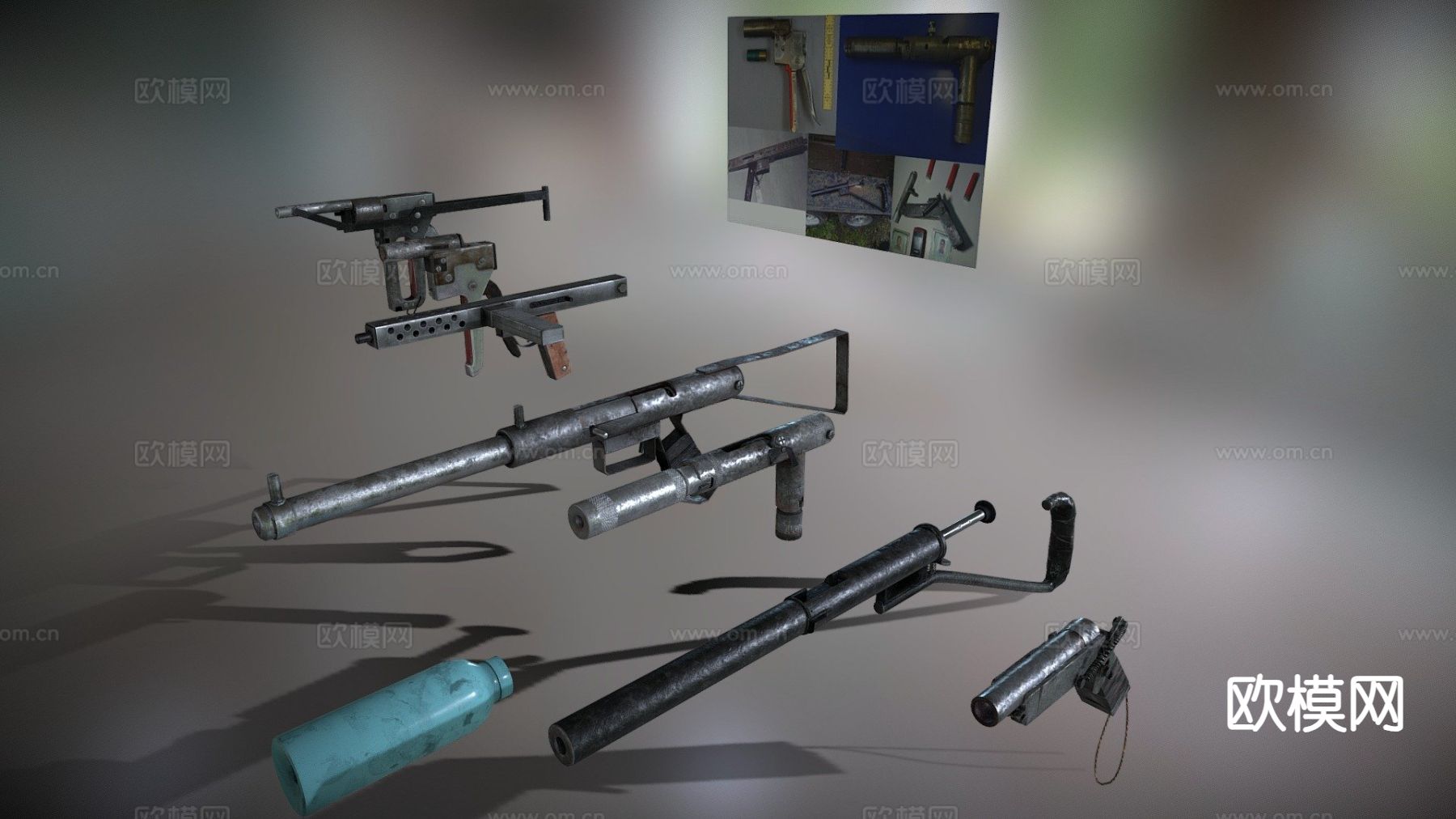 自制枪械包 枪支配件su模型下载（渲染图2）