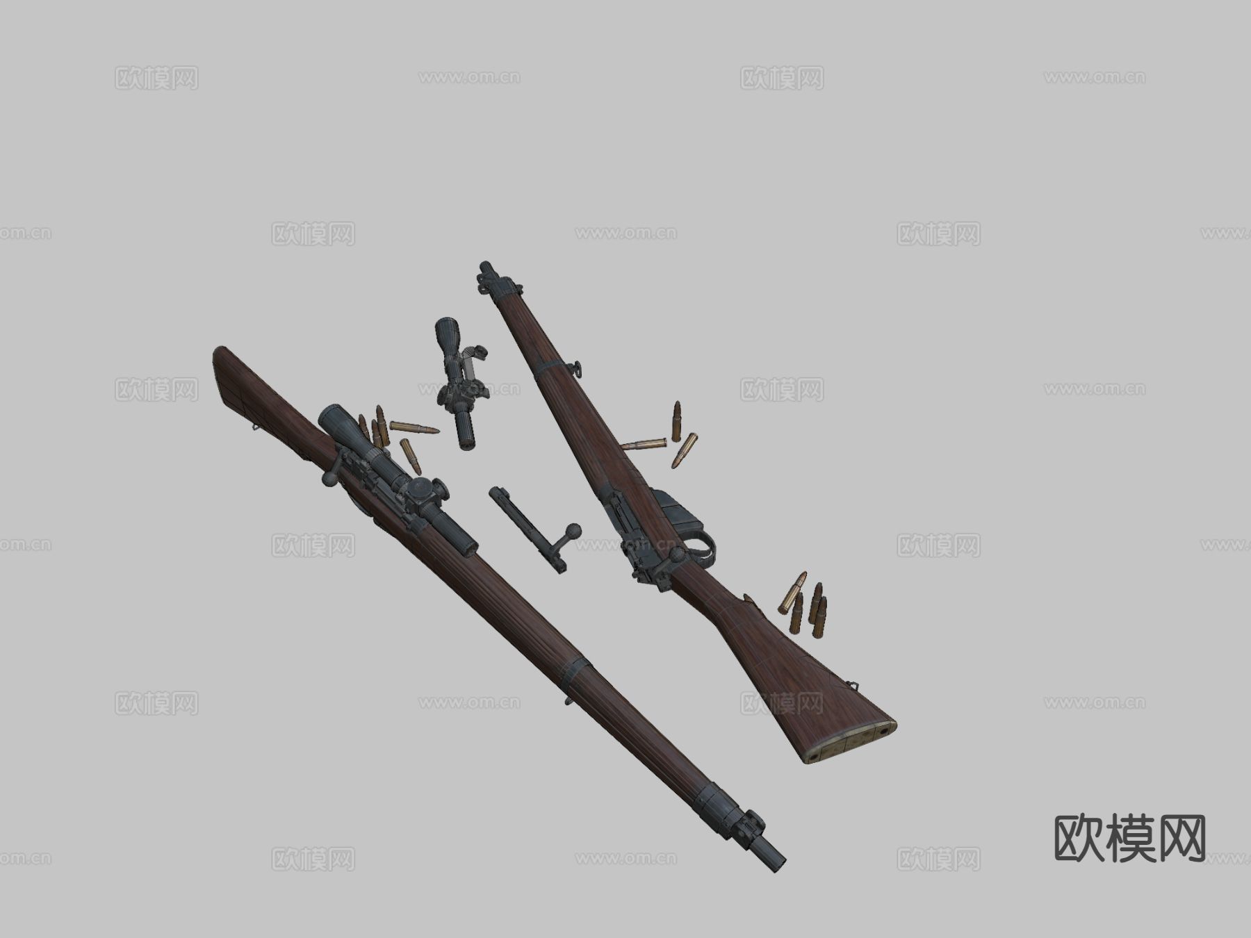 阻击步枪su模型下载（渲染图1）