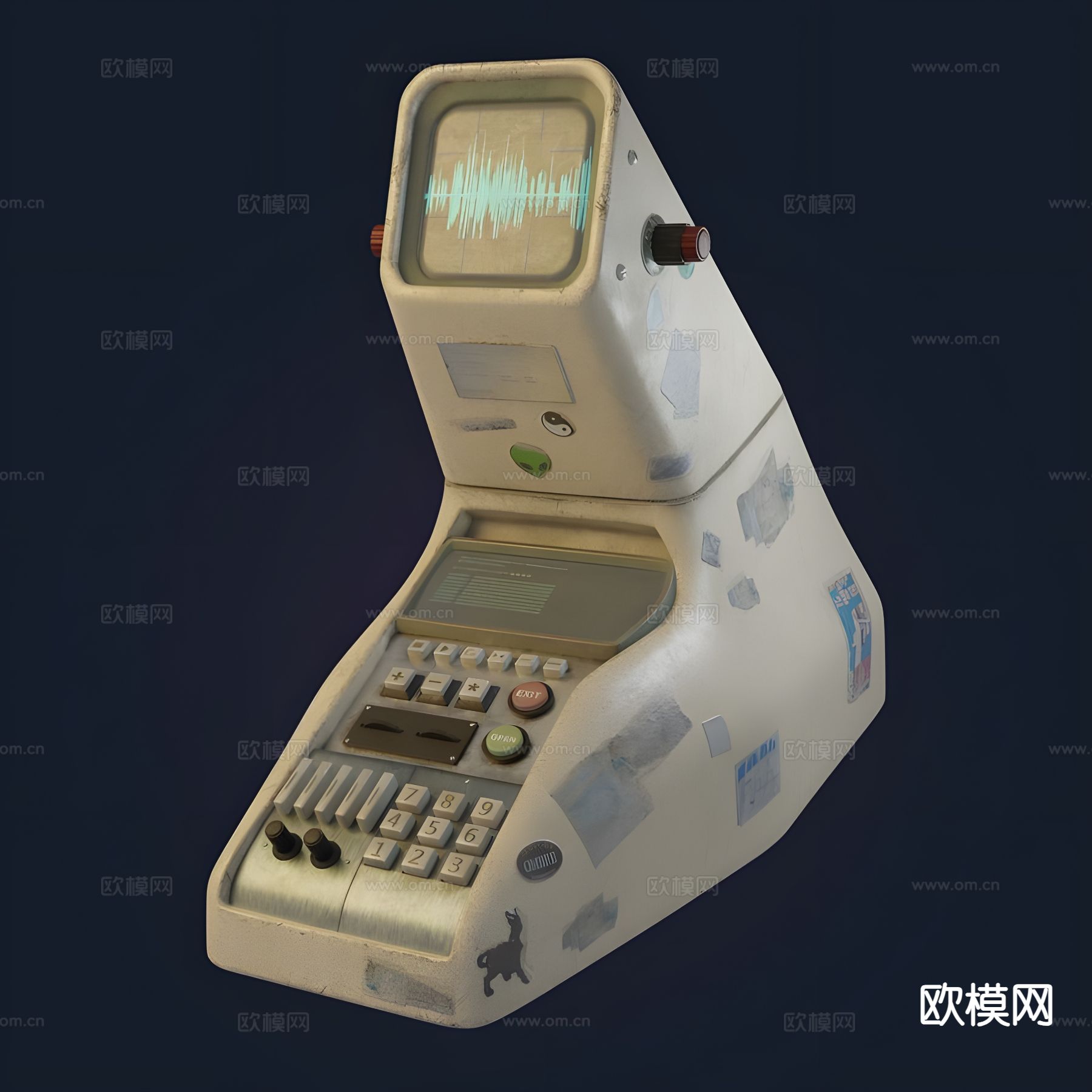 工业风复古电脑3d模型下载（渲染图1）