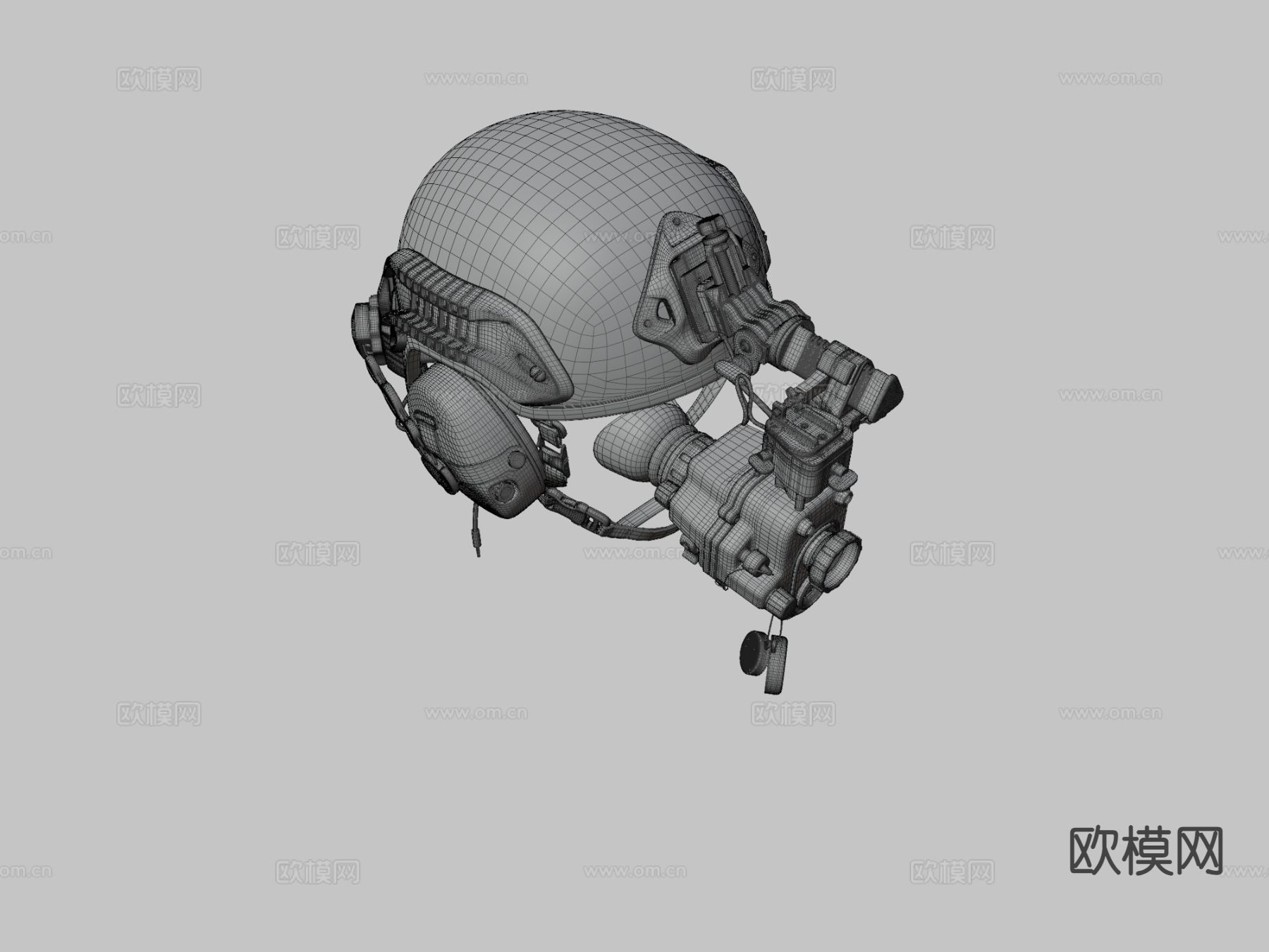 夜视头盔 倍镜su模型下载（渲染图3）
