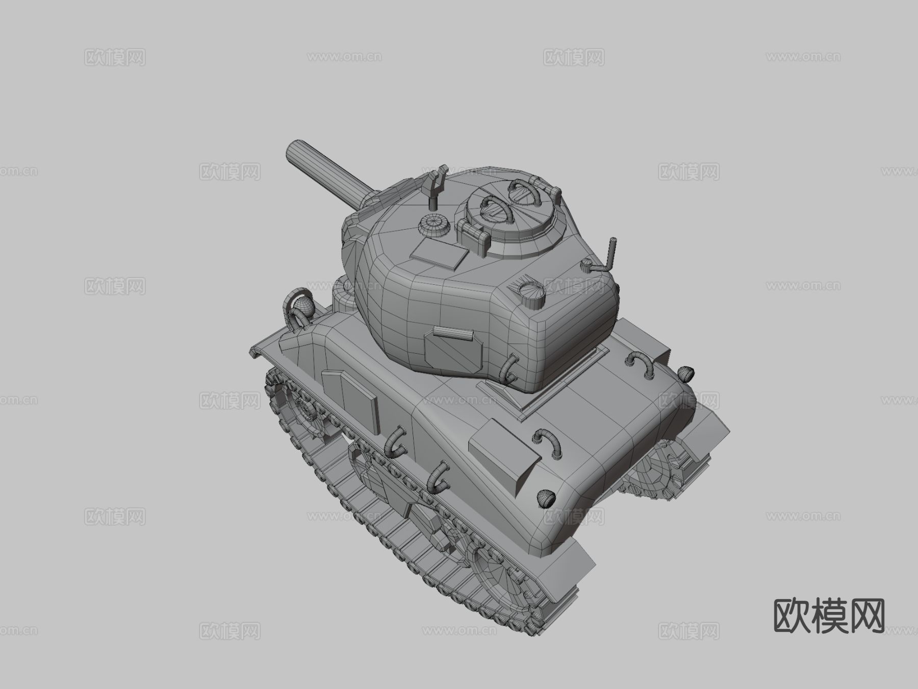 卡通谢尔曼坦克su模型下载（渲染图3）