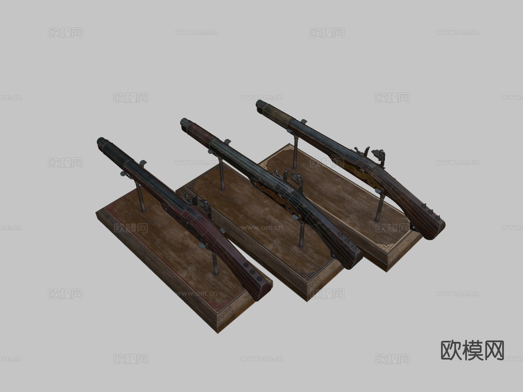 火绳手枪 枪支 枪械su模型下载（渲染图1）