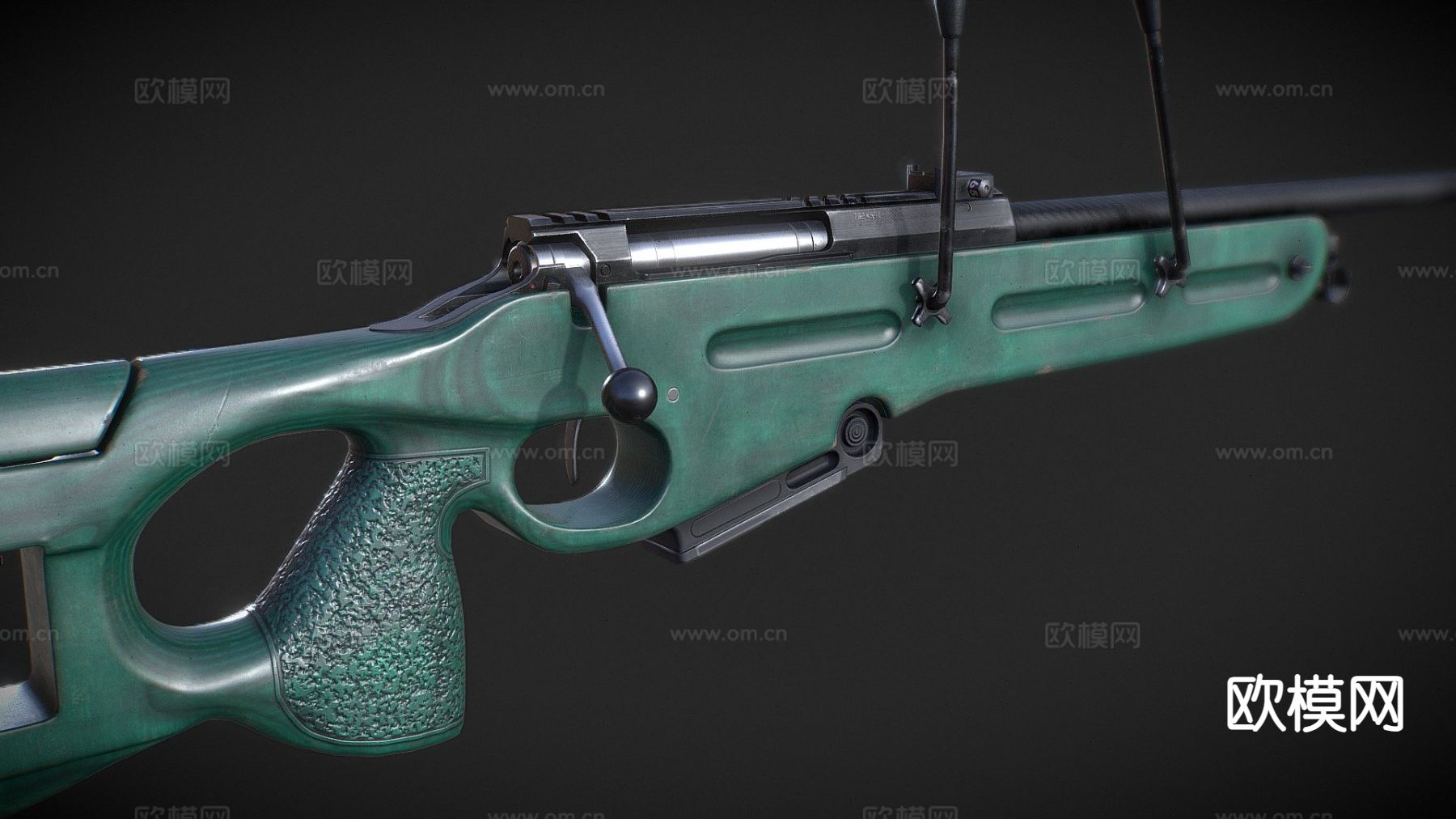 SV-98 狙击步枪 枪支 枪械su模型下载（渲染图2）