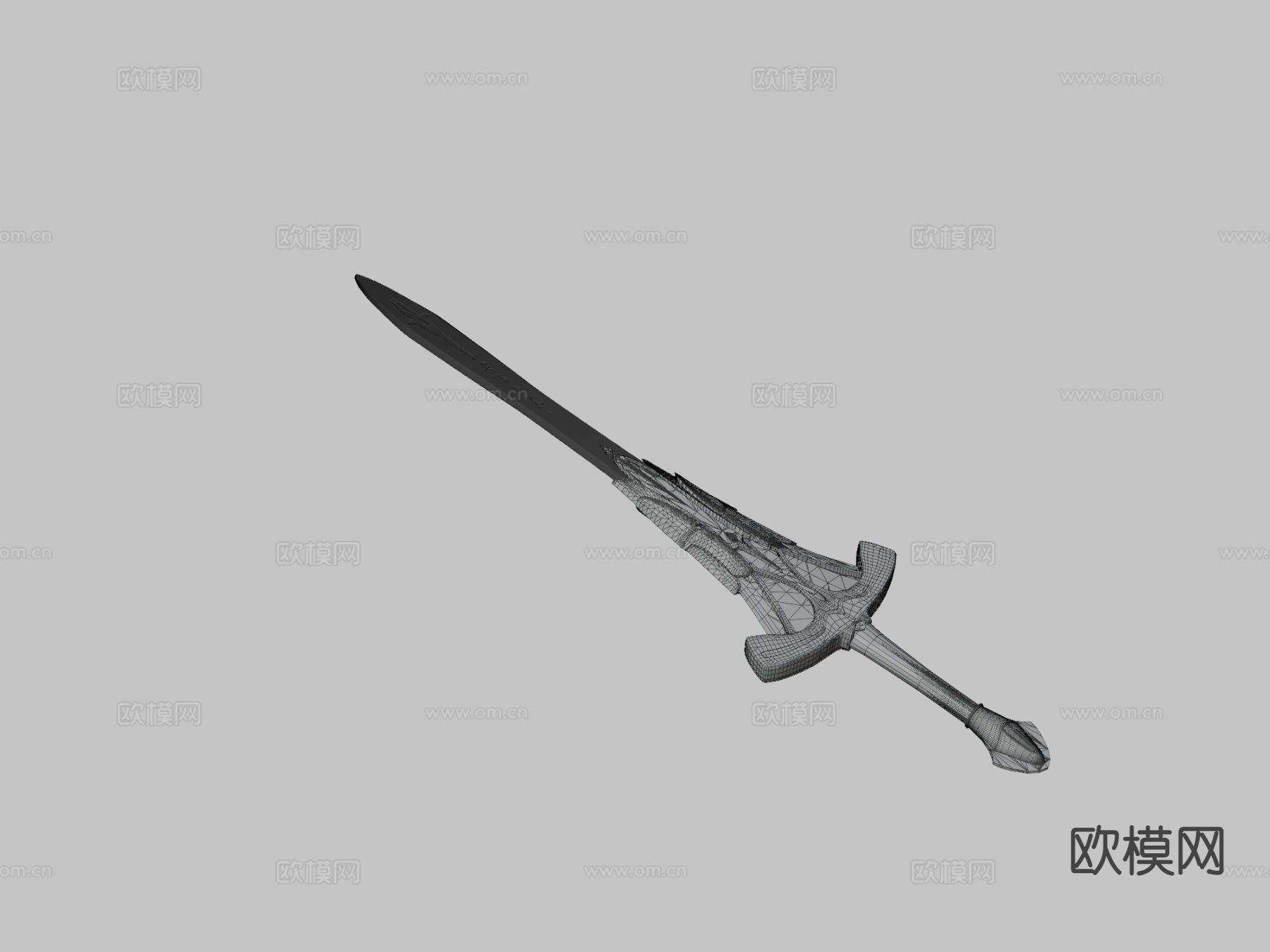 Clarent 科幻光剑 游戏道具su模型下载（渲染图3）