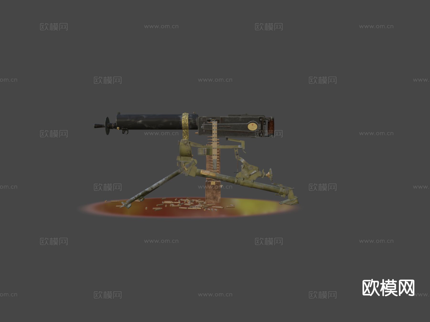 马克沁机枪 枪支 枪械su模型下载（渲染图1）