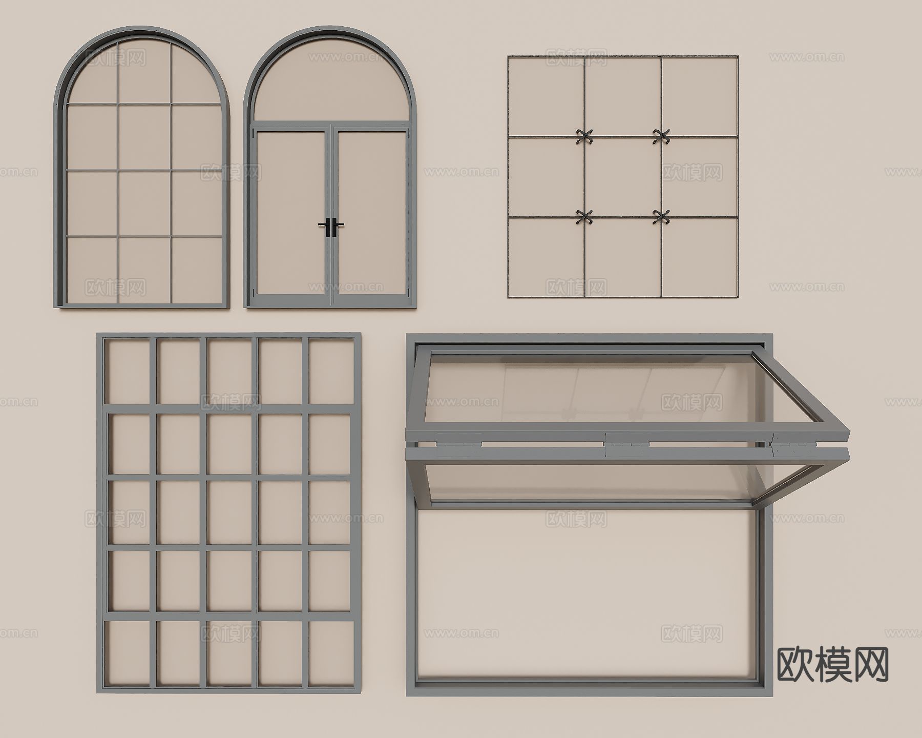 现代窗户 平开窗3d模型