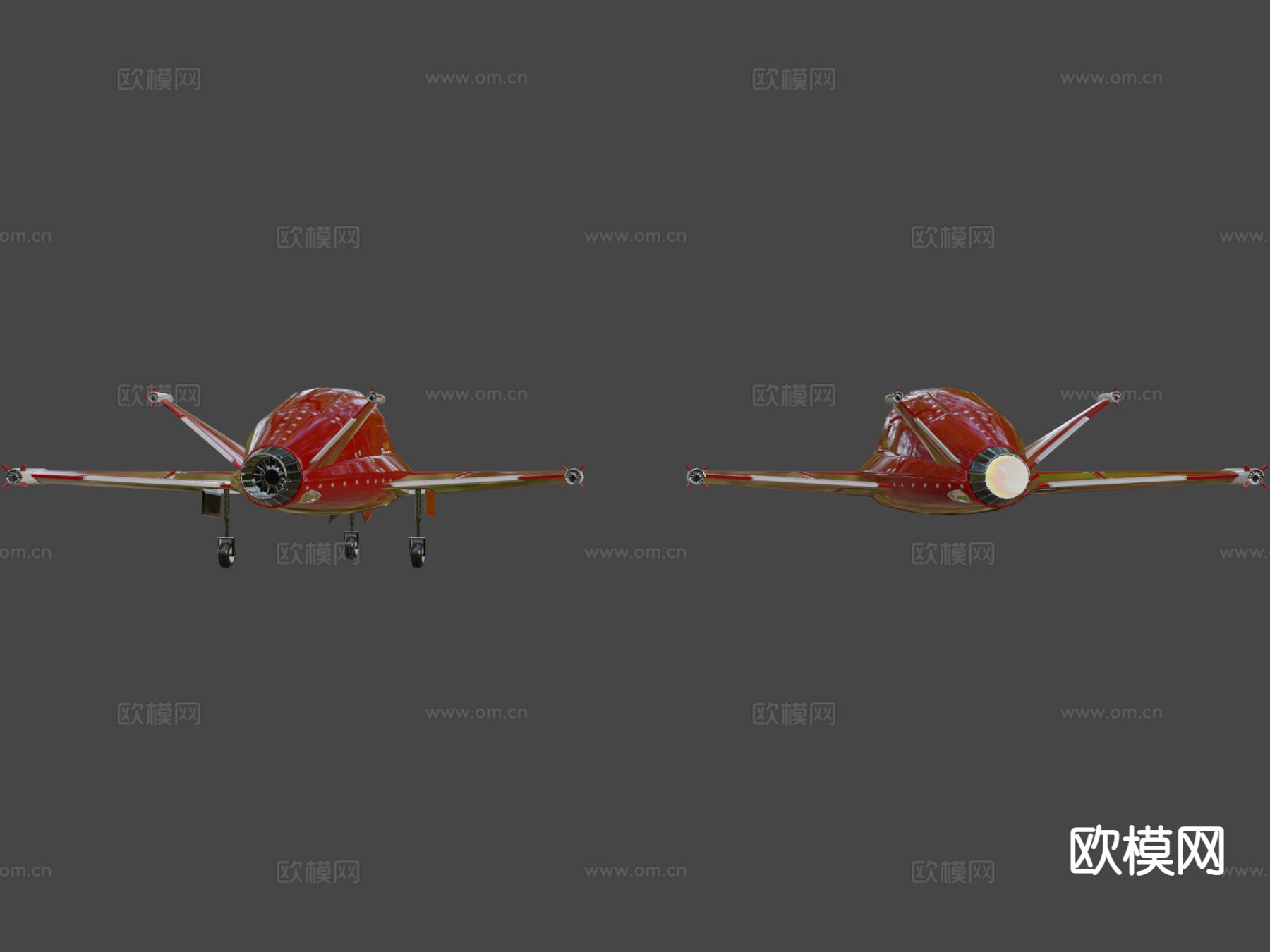 卡通太空飞船红色su模型下载（渲染图4）